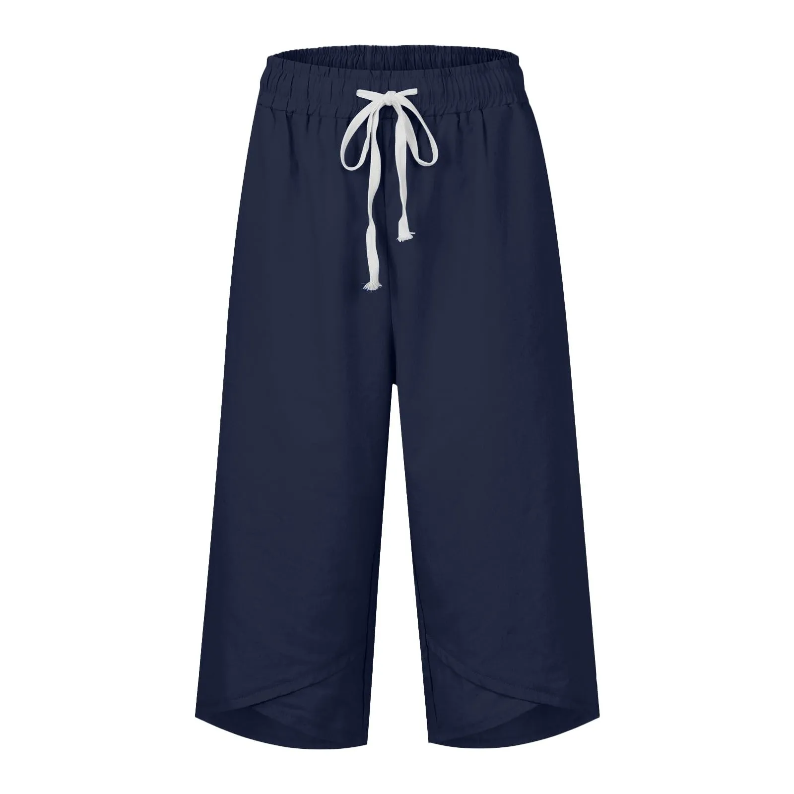 HEONSATI Pantaloni Capri Donna in Cotone Coulisse Regolabile Gamba Dritta Taglie Forti - immagine 3