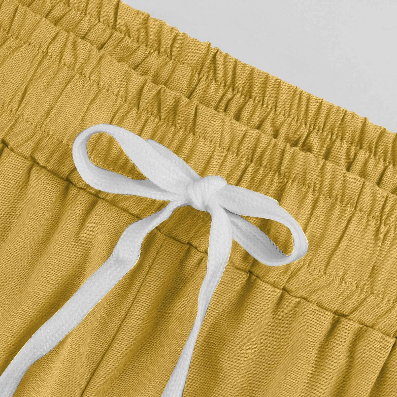 HEONSATI Pinocchietti Donna Sportivi Pantaloni Capri in Cotone 7/8 con Coulisse Regolabile Giallo - immagine 5
