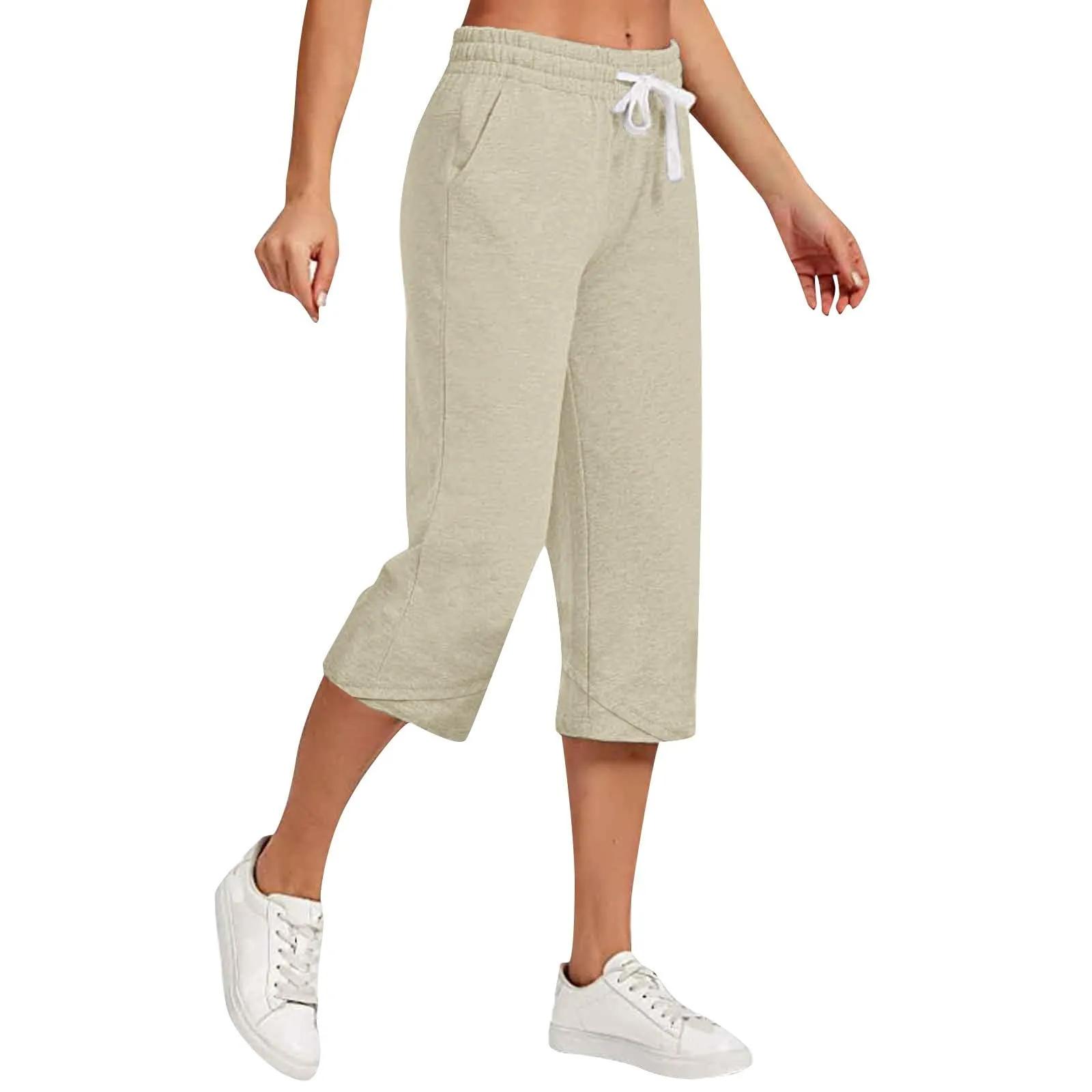 HEONSATI Pinocchietti Donna Pantaloni Capri Estivi in Cotone Elasticizzati con Coulisse Regolabile - immagine 1