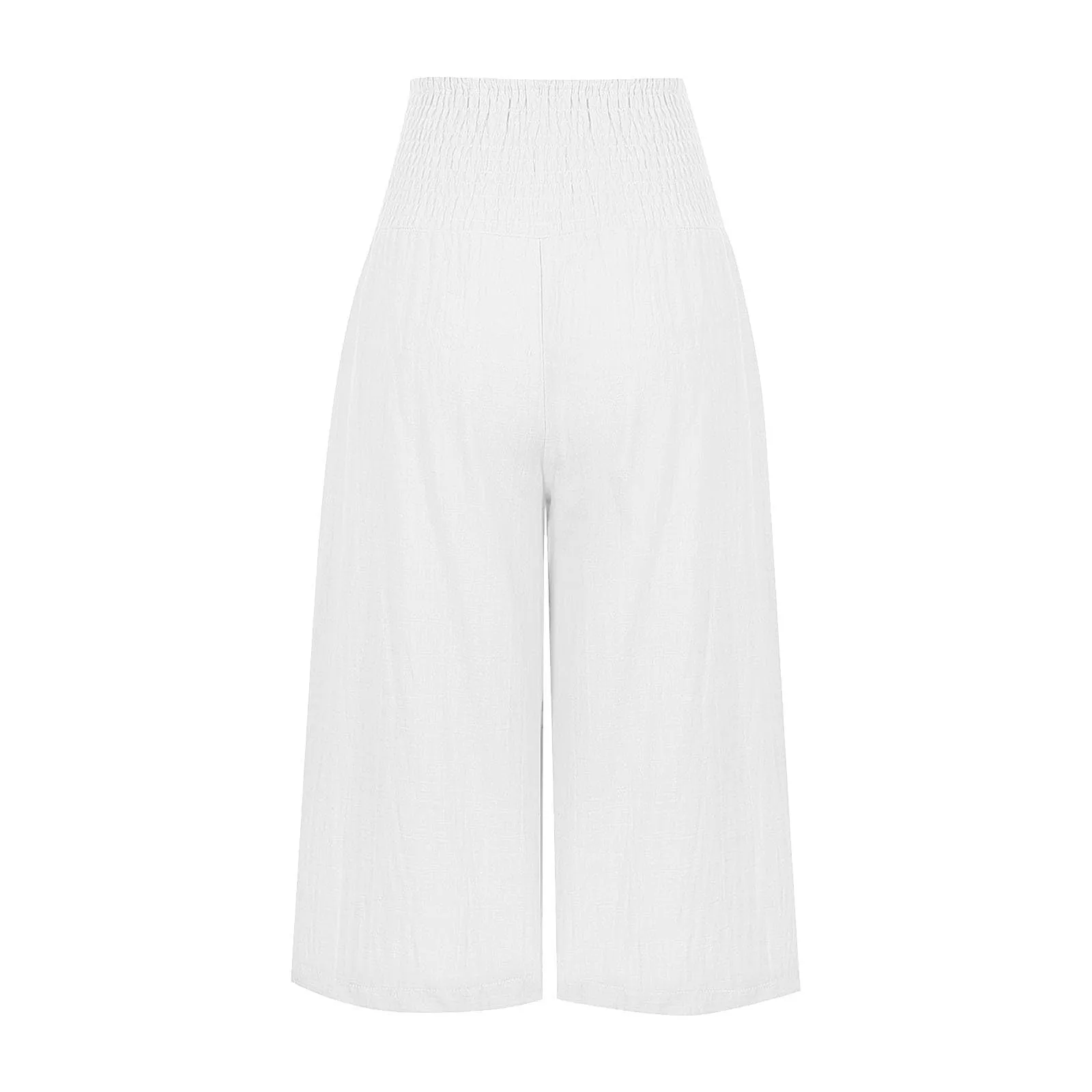 HEONSATI Pantaloni a Tre Quarti Donna in Cotone e Lino Capri Estivi Bermuda Cropped con Coulisse Regolabile - immagine 4