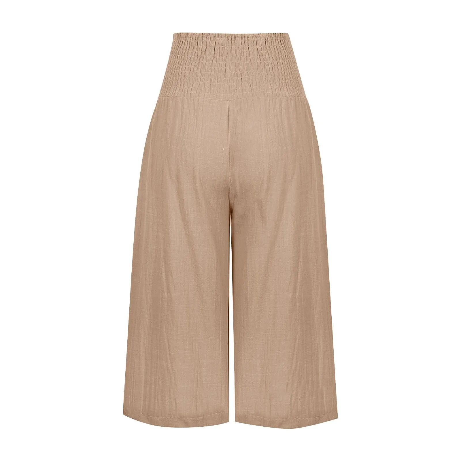 HEONSATI Pantaloni a Tre Quarti Donna in Cotone e Lino Eleganti Sportivi Capri Estivi Leggeri Bermuda Cropped con Coulisse Regolabile Pinocchietti Palazzo Larghi Curvy Baggy - immagine 4