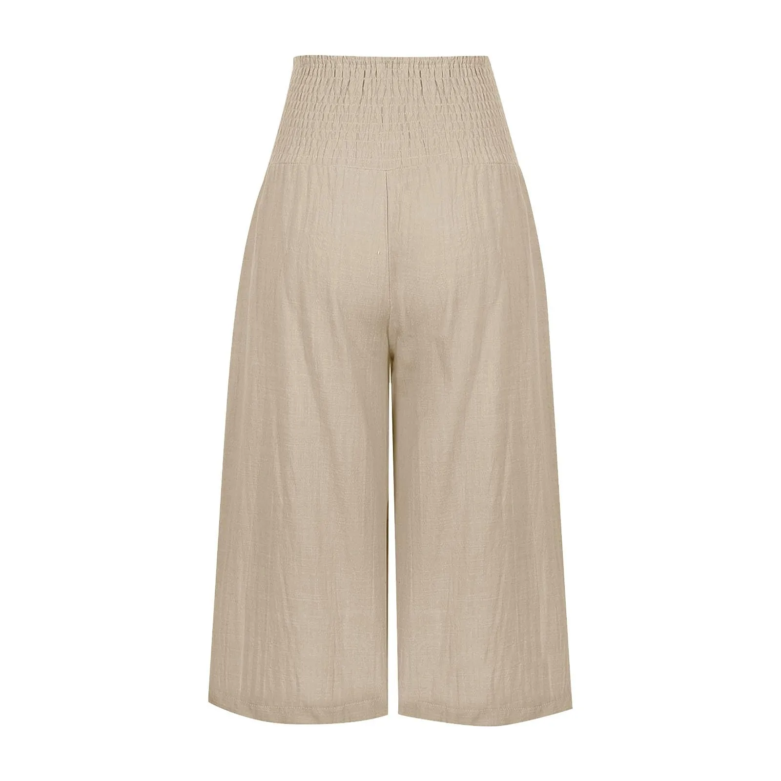 HEONSATI Pantaloni a Tre Quarti Donna in Cotone e Lino, Eleganti Capri Estivi Leggeri con Coulisse Regolabile, Modello Palazzo Baggy Curvy - immagine 4