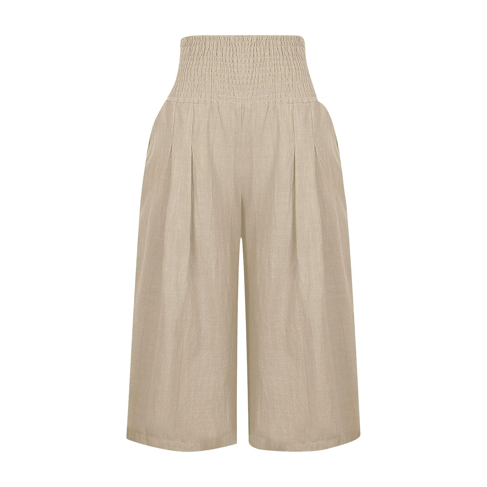 HEONSATI Pantaloni Capri Donna in Cotone e Lino, Eleganti e Sportivi, Gamba Larga con Coulisse Regolabile - immagine 3