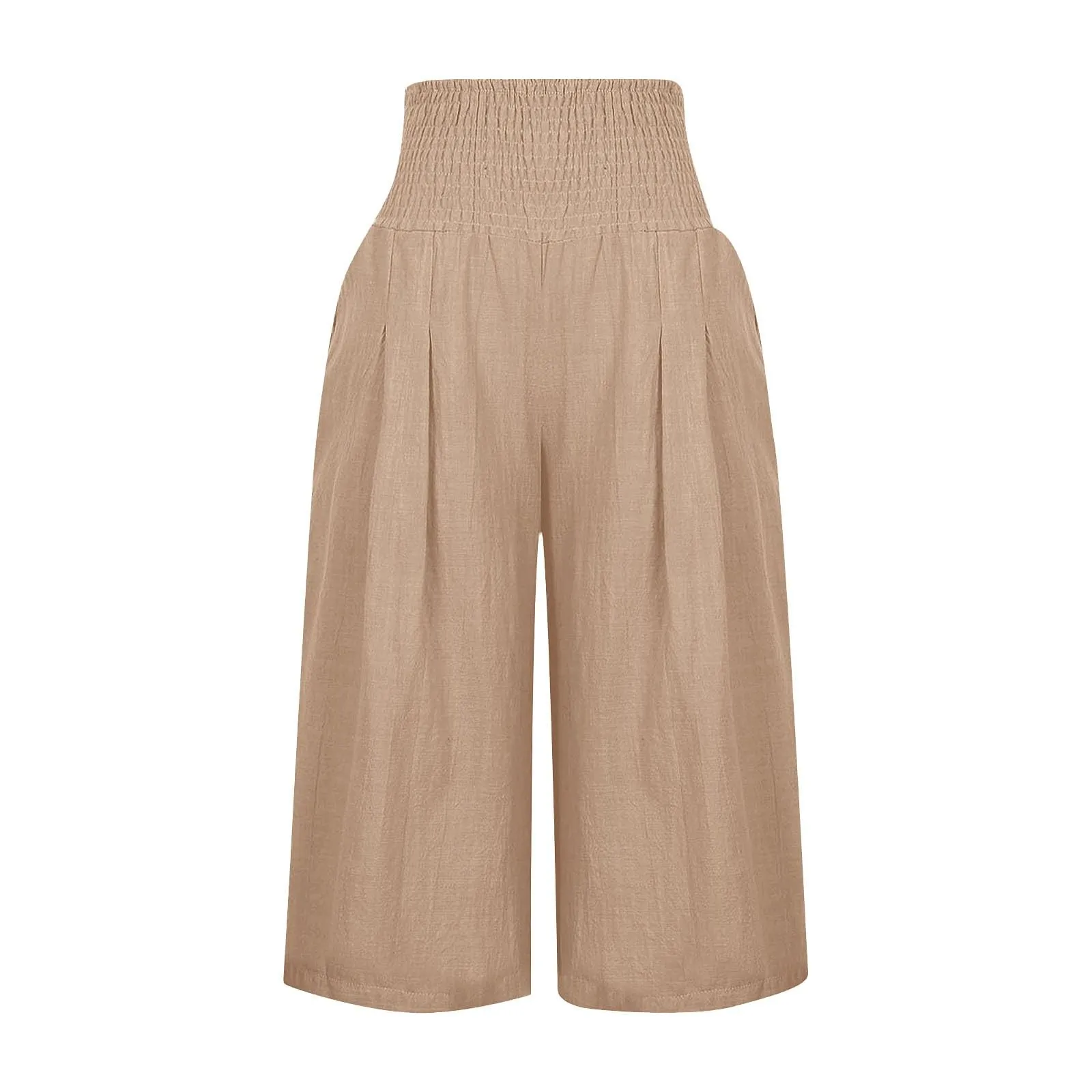HEONSATI Pantaloni a Tre Quarti Donna in Cotone e Lino Capri Estivi Cropped con Coulisse Regolabile - immagine 3