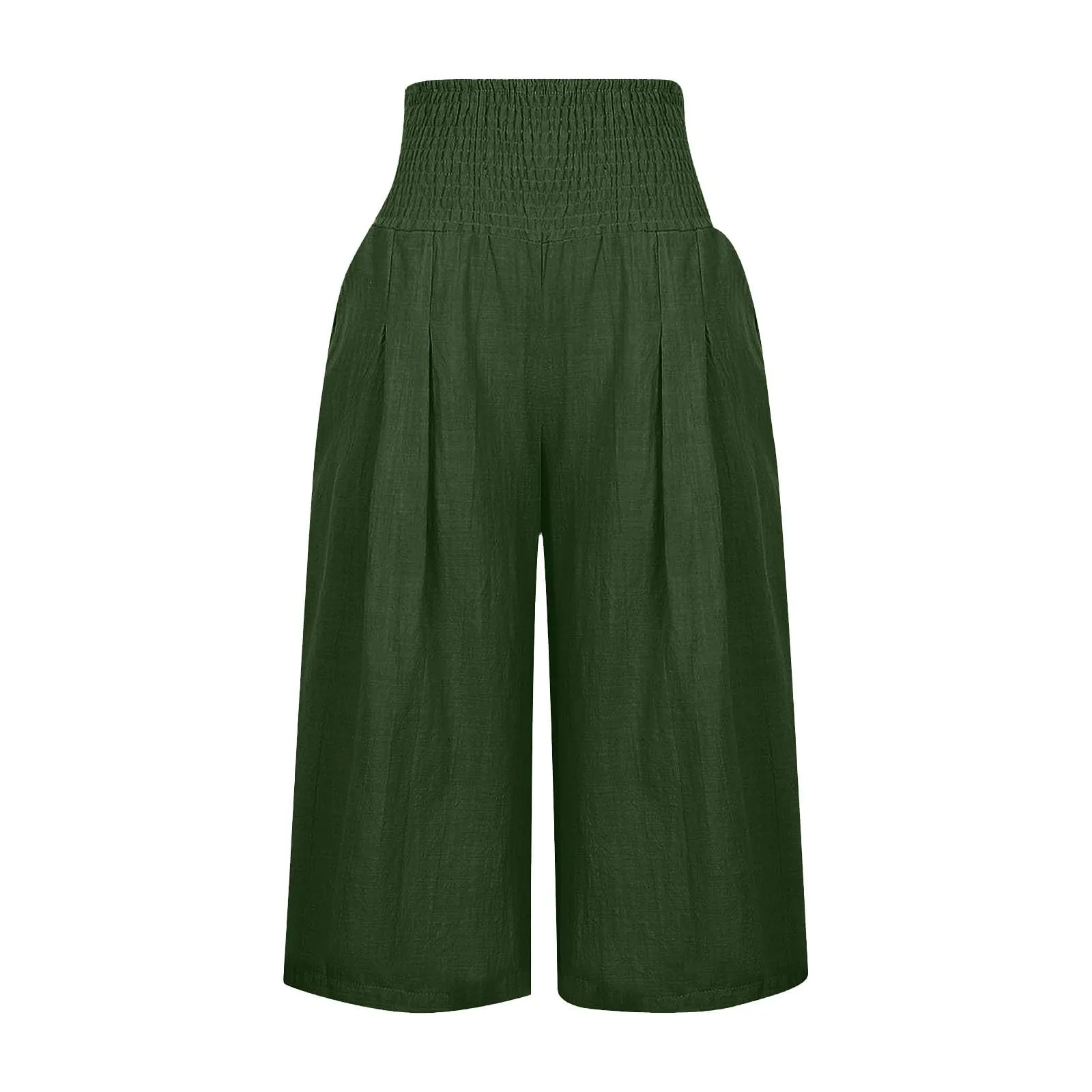 HEONSATI Pantaloni a Tre Quarti Donna in Cotone e Lino Capri Estivi Cropped con Coulisse Regolabile - immagine 3