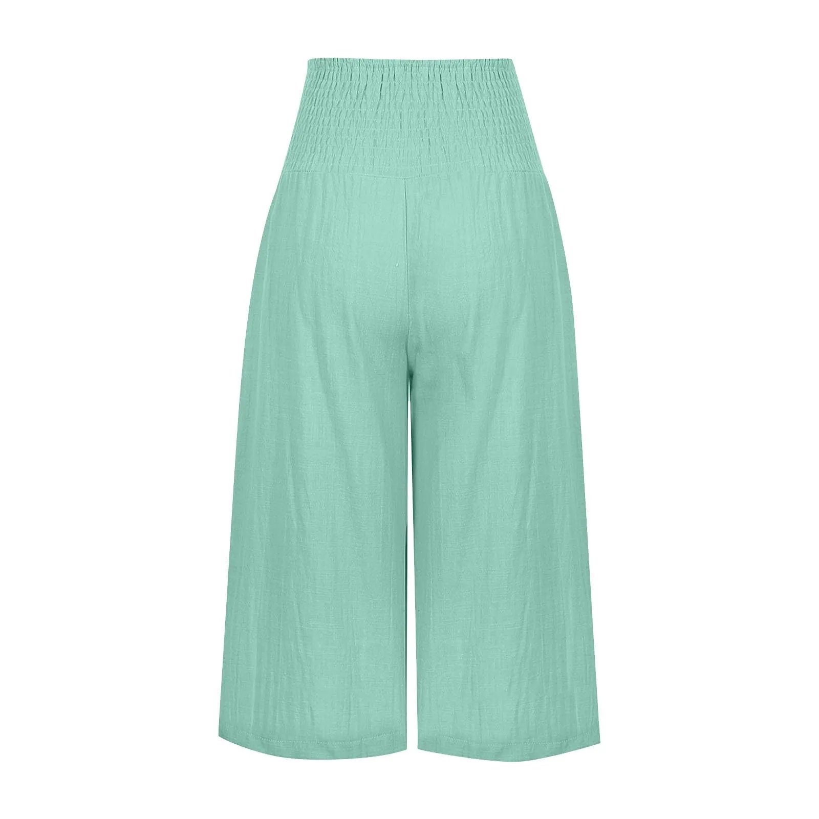HEONSATI Pantaloni a Tre Quarti Donna in Cotone e Lino Capri Estivi Leggeri Cropped con Coulisse Regolabile - immagine 3