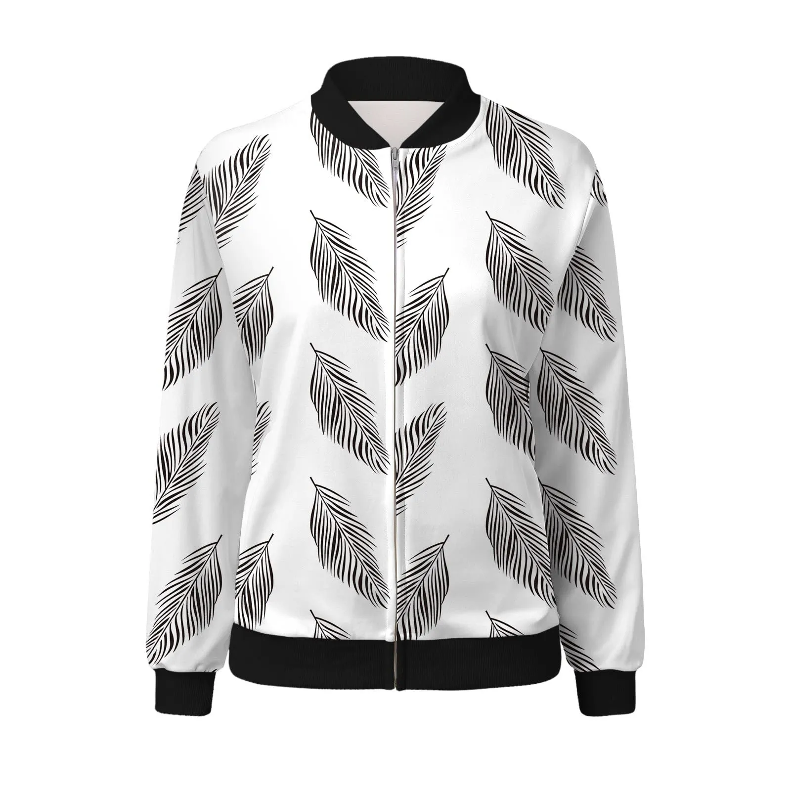 Generico Bomber Donna Floreale con Cerniera e Collo Alto, Giubbotto Leggero Primaverile Estivo - immagine 5