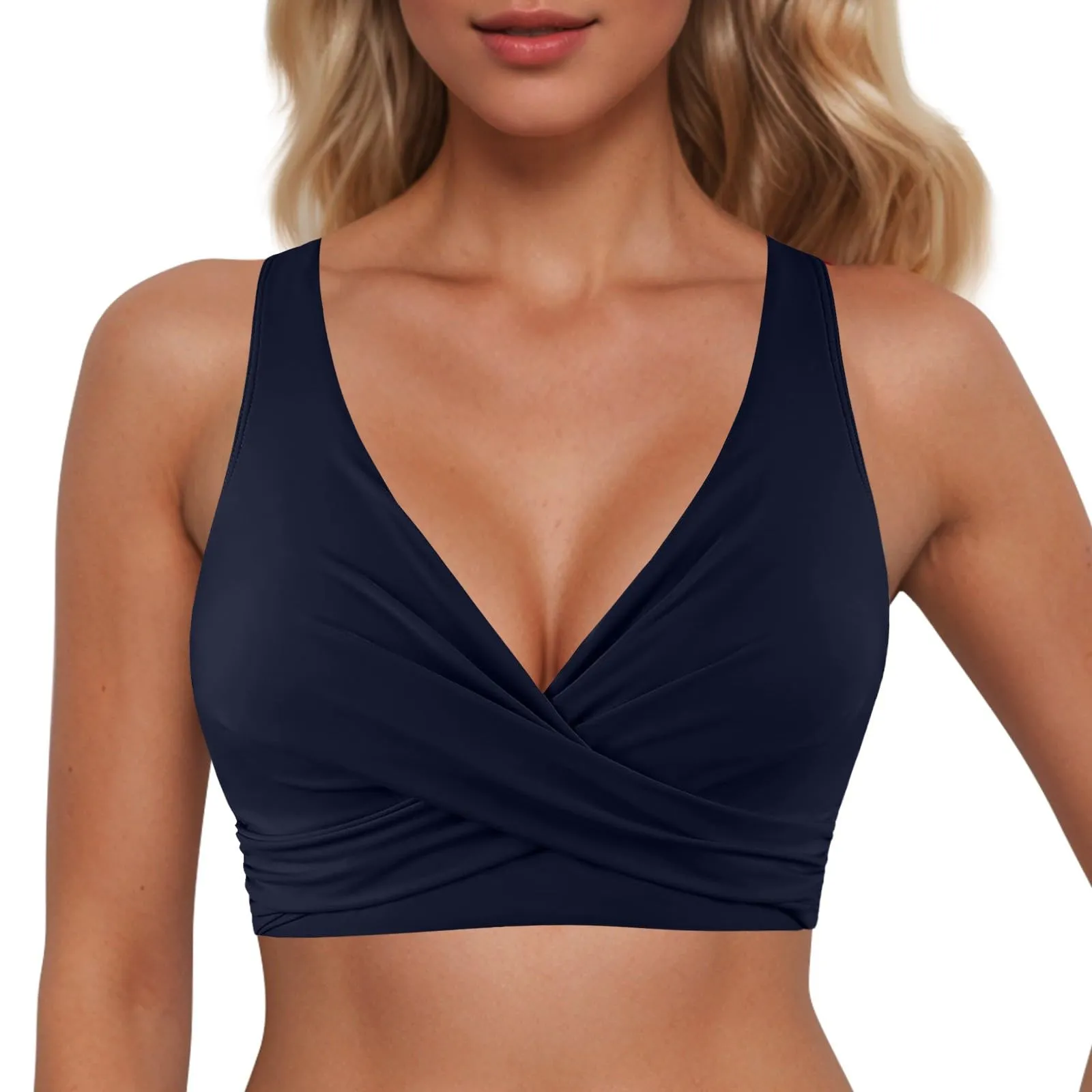 Generico Top Bikini Donna Scollo a V Push Up Imbottito con Spalline Incrociate - immagine 1