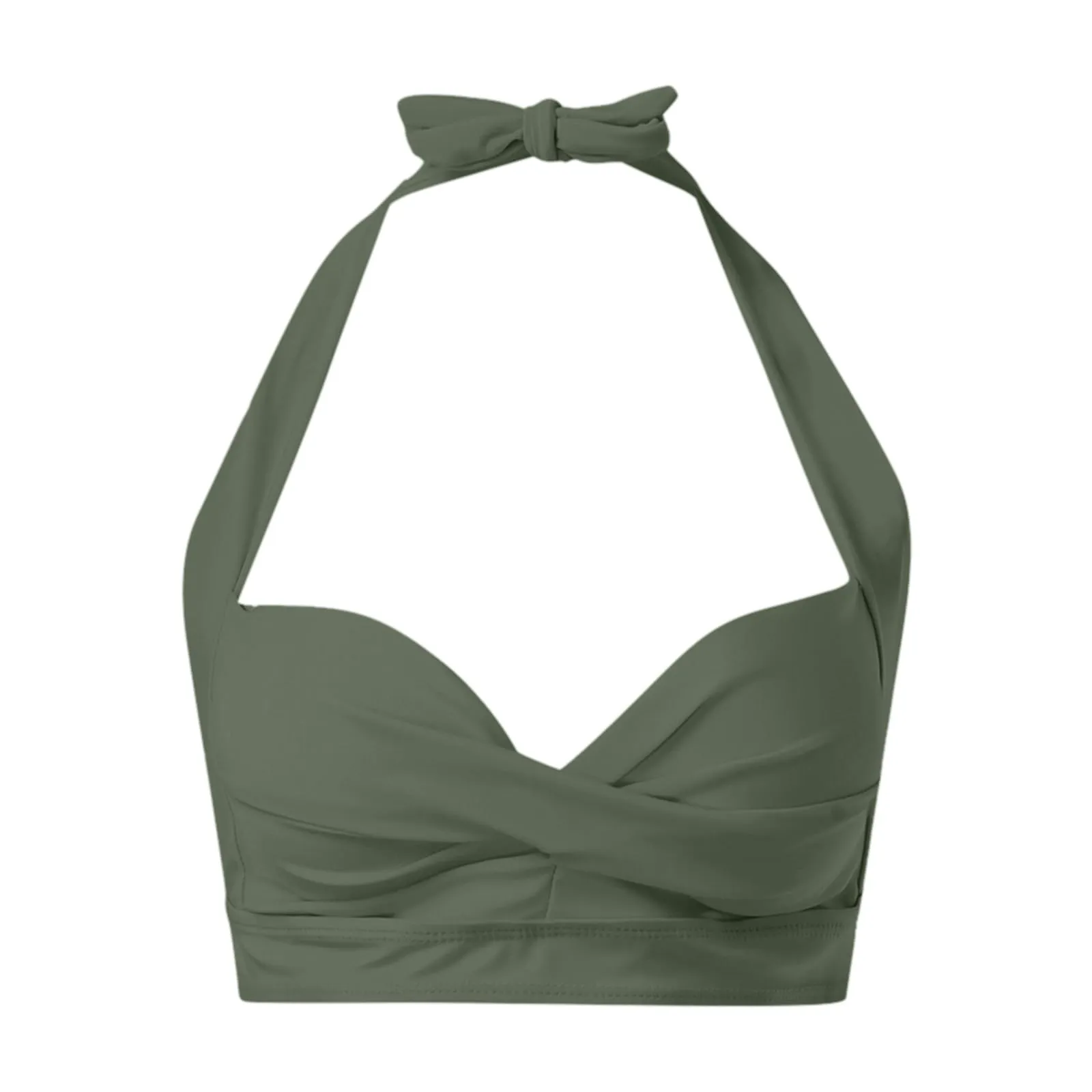 Generico Top Bikini Donna Scollo a V Push Up Imbottito con Imbottitura Rimovibile e Spalline Incrociate - immagine 4