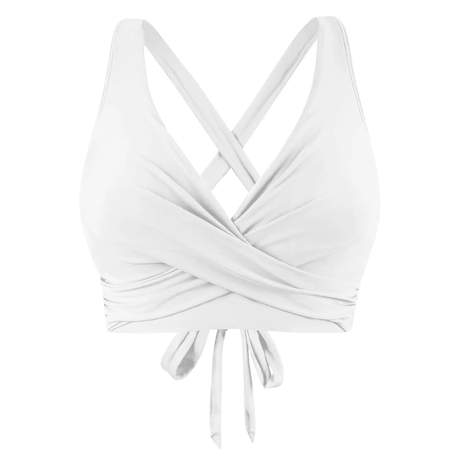 Generico Top Bikini Donna Scollo a V Push Up Imbottito con Spalline Incrociate - immagine 5