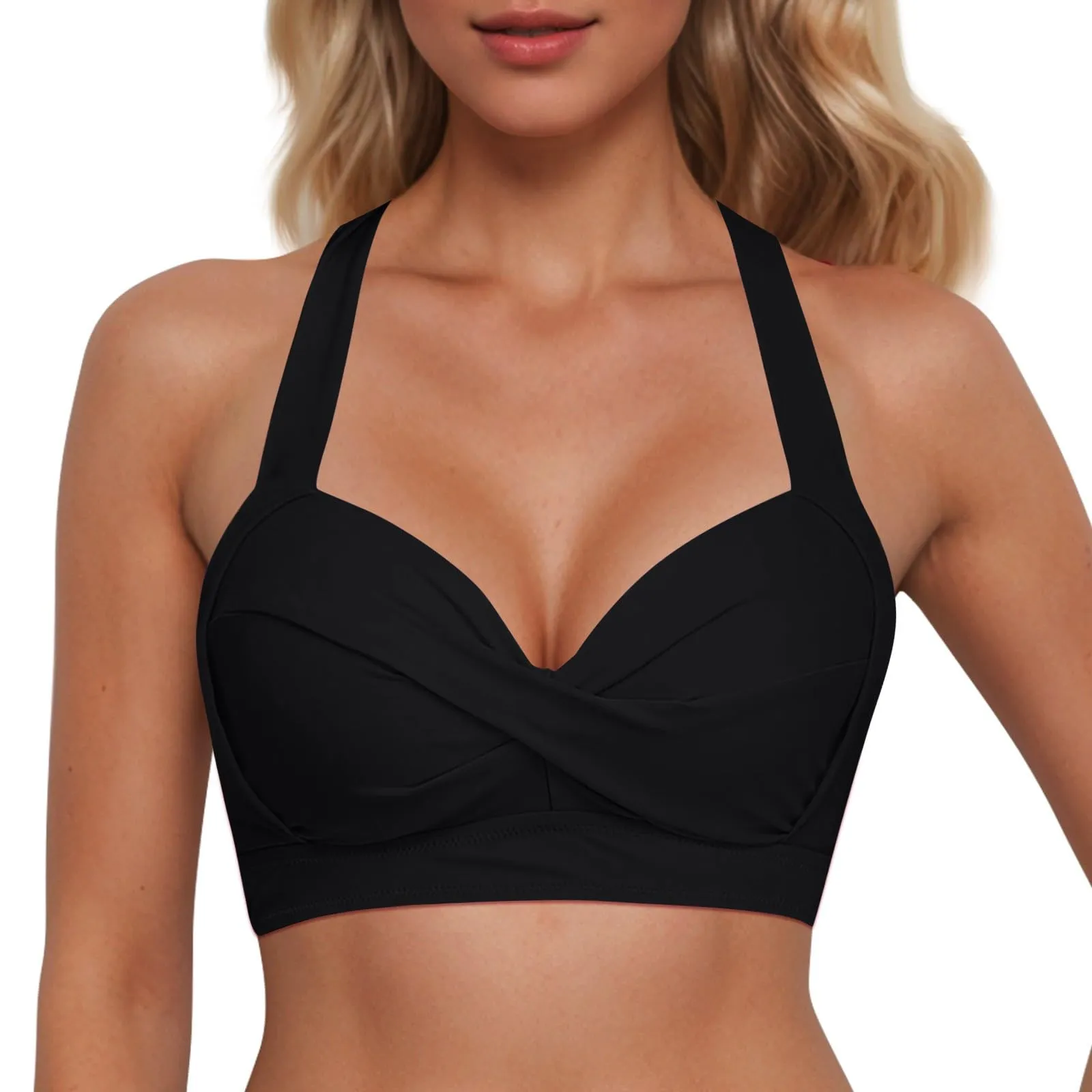 Generico Top Bikini Donna Scollo a V Push Up Imbottito con Allacciatura Incrociata - immagine 1