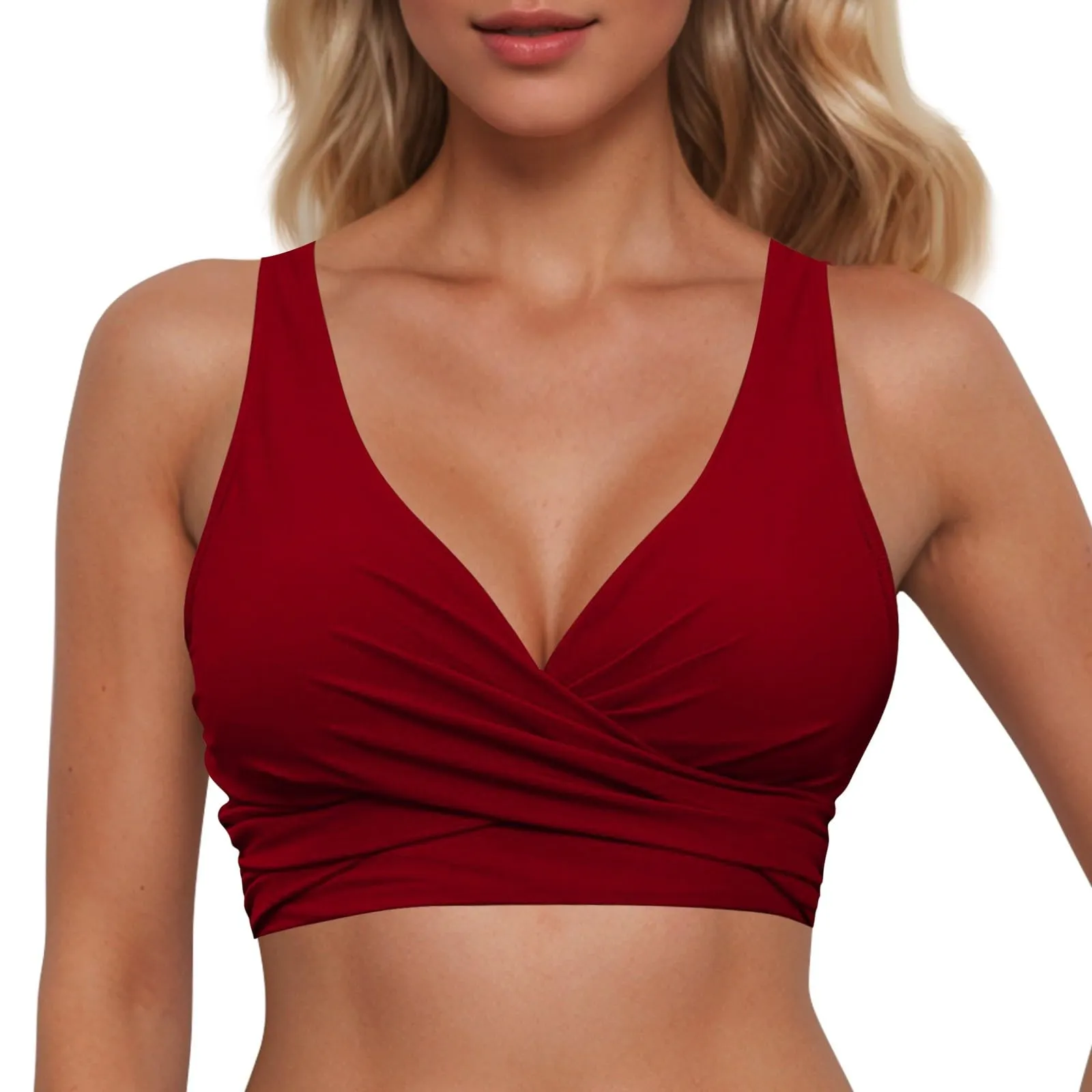 Generico Top Bikini Donna Scollo a V Push Up Imbottito con Allacciatura Incrociata - immagine 2