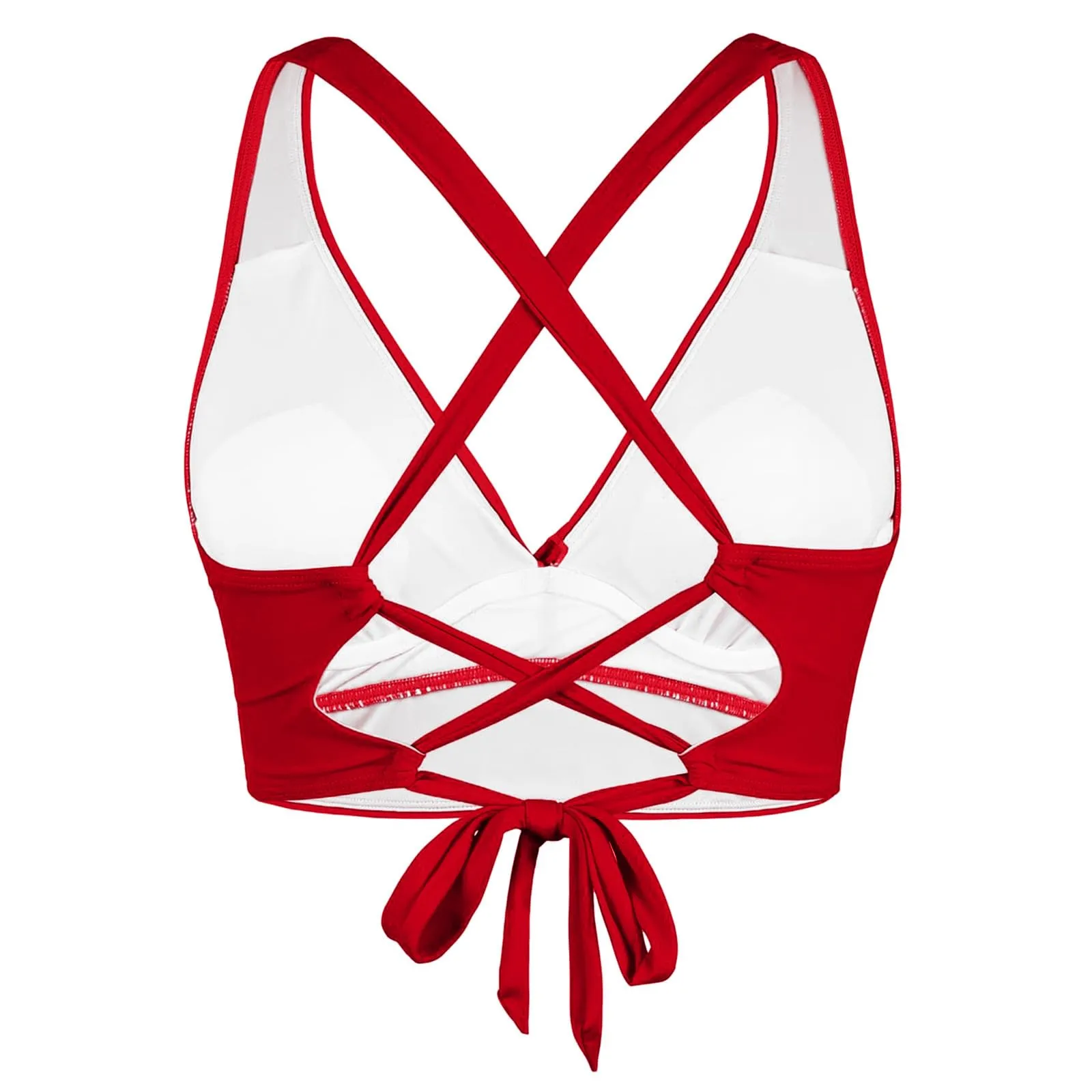 Generico Top Bikini Donna Scollo a V Push Up Imbottito con Imbottitura Rimovibile e Allacciatura Incrociata - immagine 6