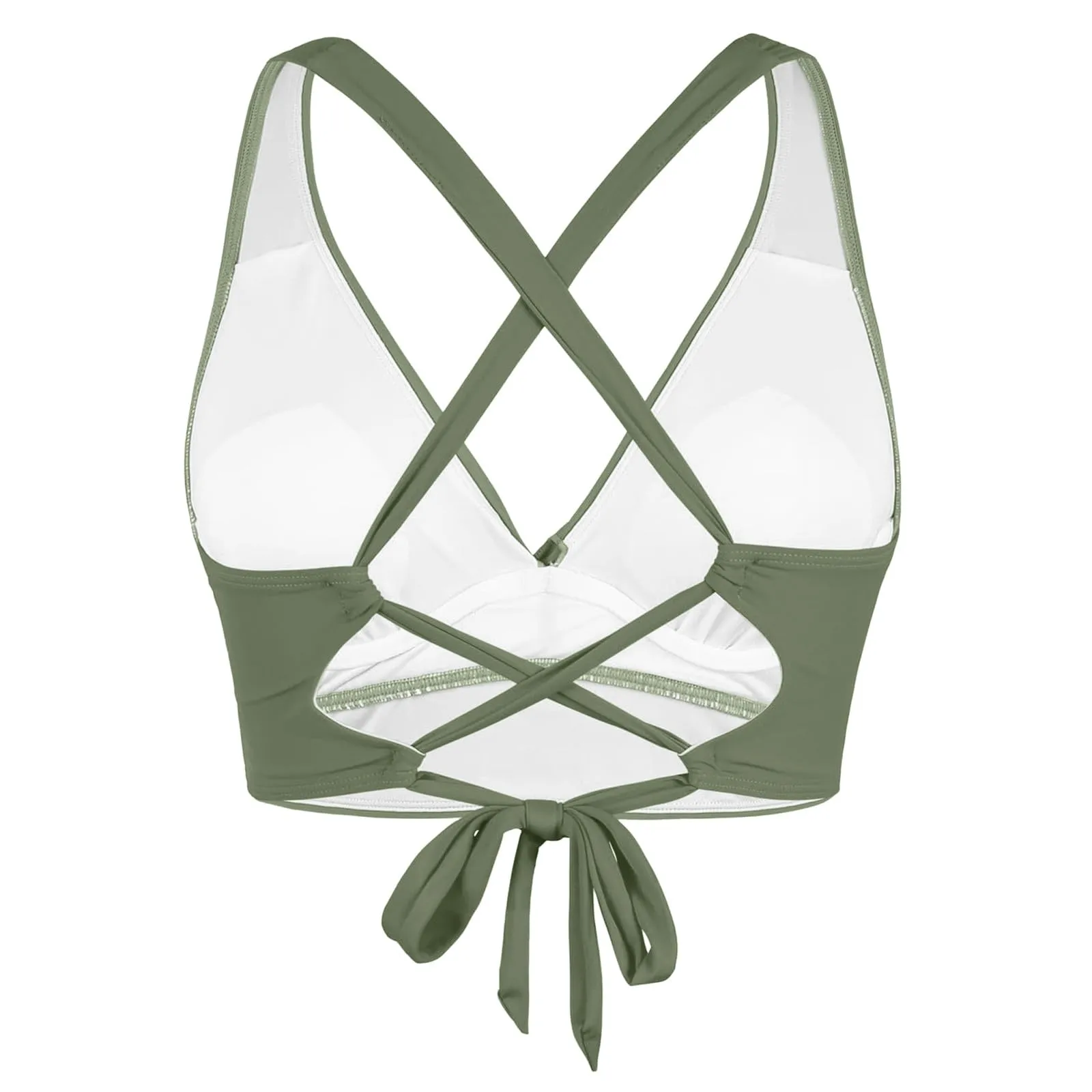 Generico Top Bikini Donna Scollo a V Push Up Imbottito con Allacciatura Incrociata - immagine 6