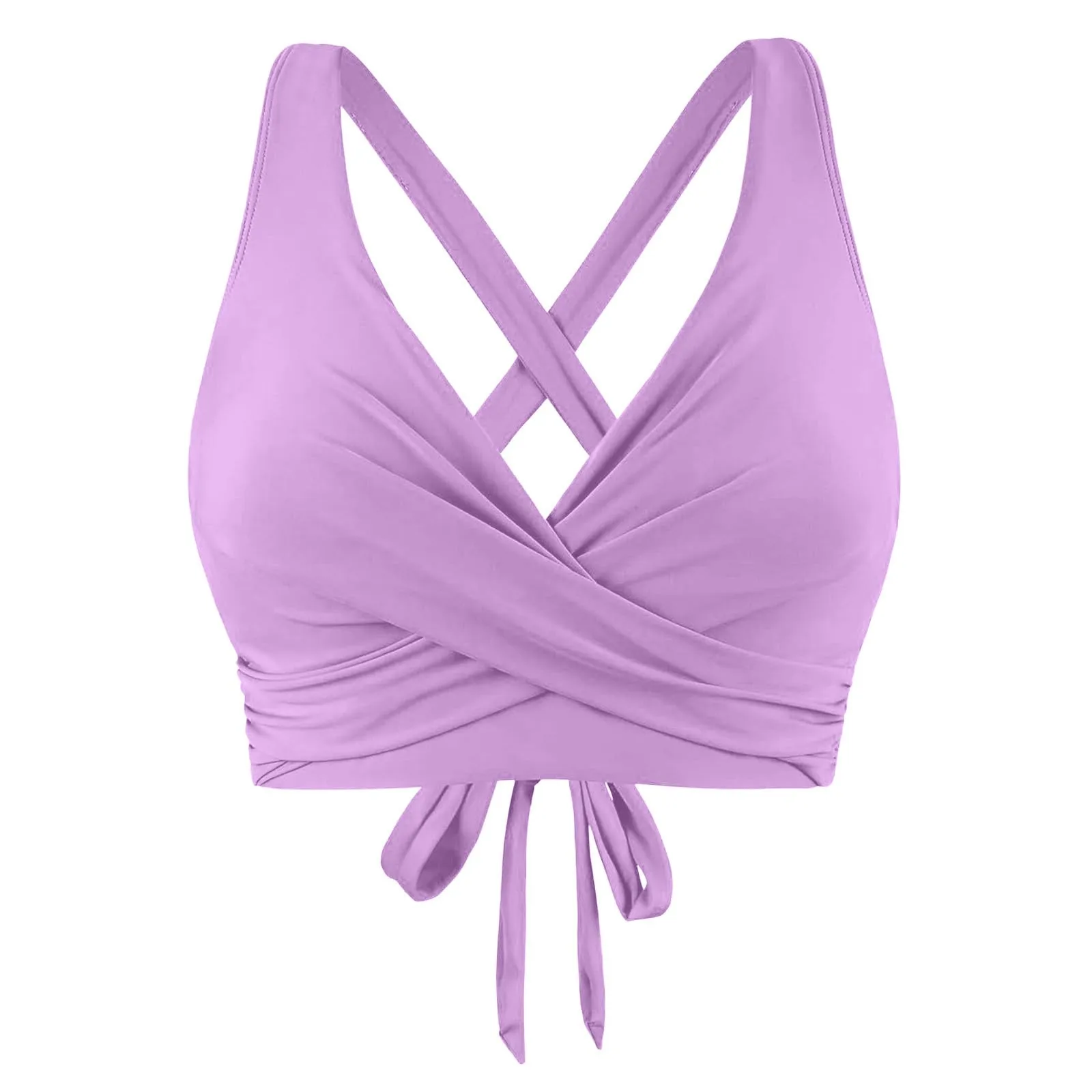 Generico Top Bikini Donna Scollo a V Push Up Imbottito con Spalline Incrociate - immagine 5