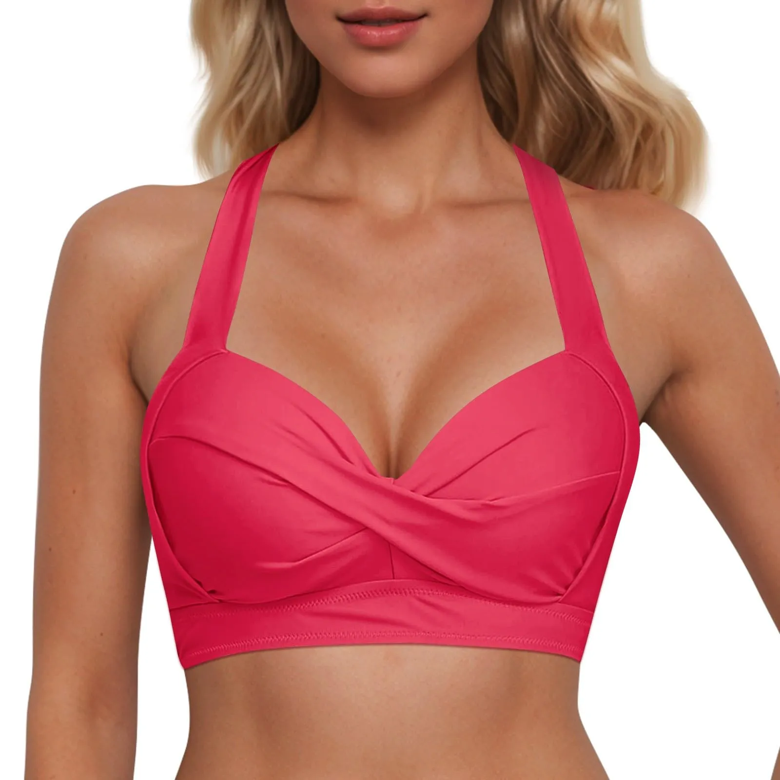 Generico Top Bikini Donna Scollo a V Push Up Imbottito con Allacciatura Incrociata - immagine 1