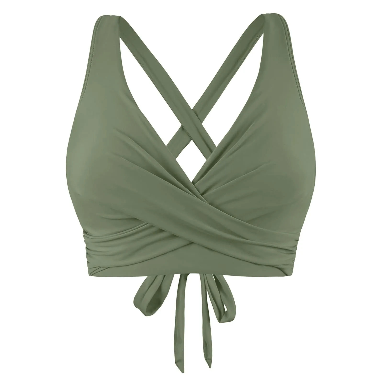Generico Top Bikini Donna Scollo a V Push Up Imbottito con Spalline Incrociate - immagine 1