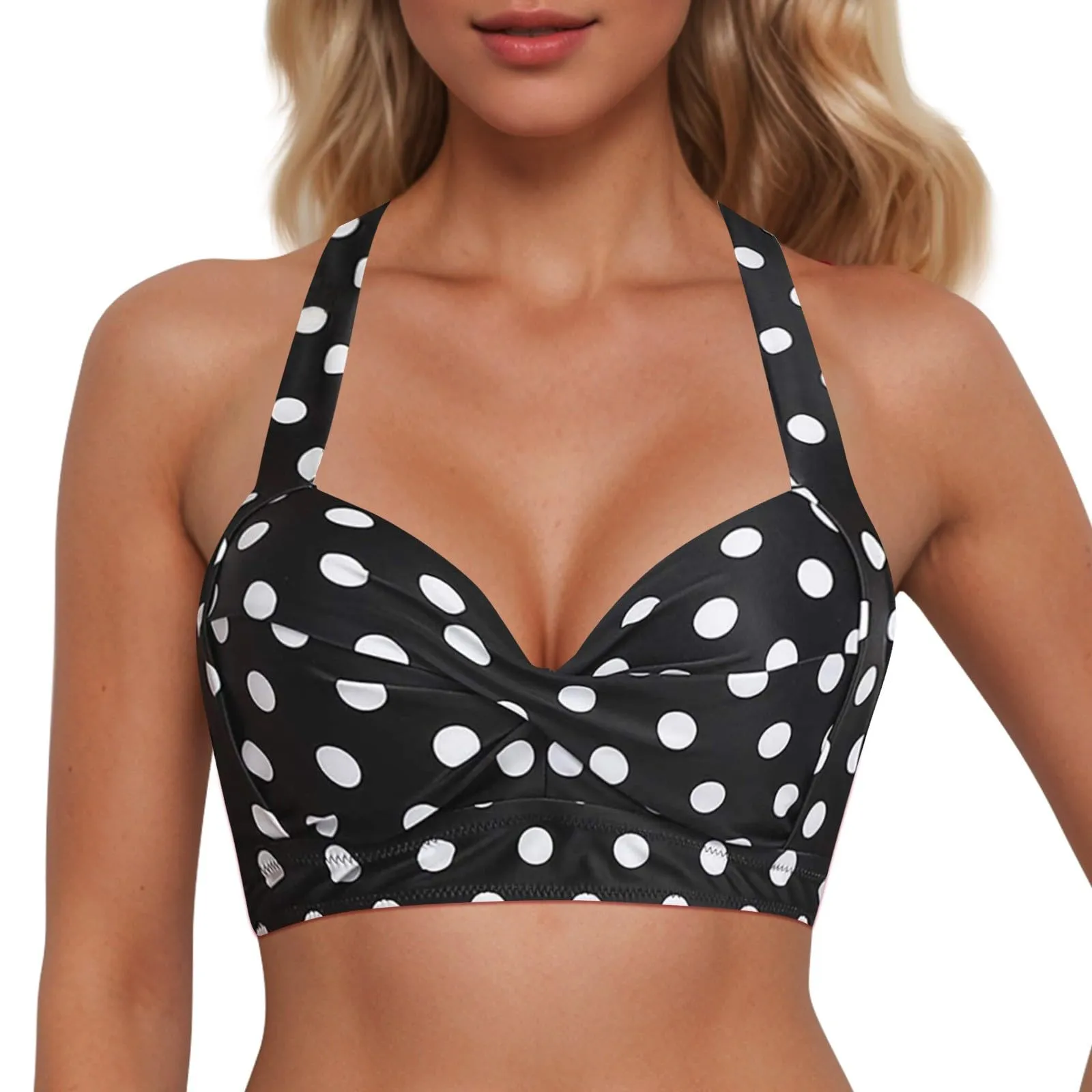 Generico Top Bikini Donna Scollo a V Push Up Imbottito con Imbottitura Rimovibile e Allacciatura Incrociata - immagine 1