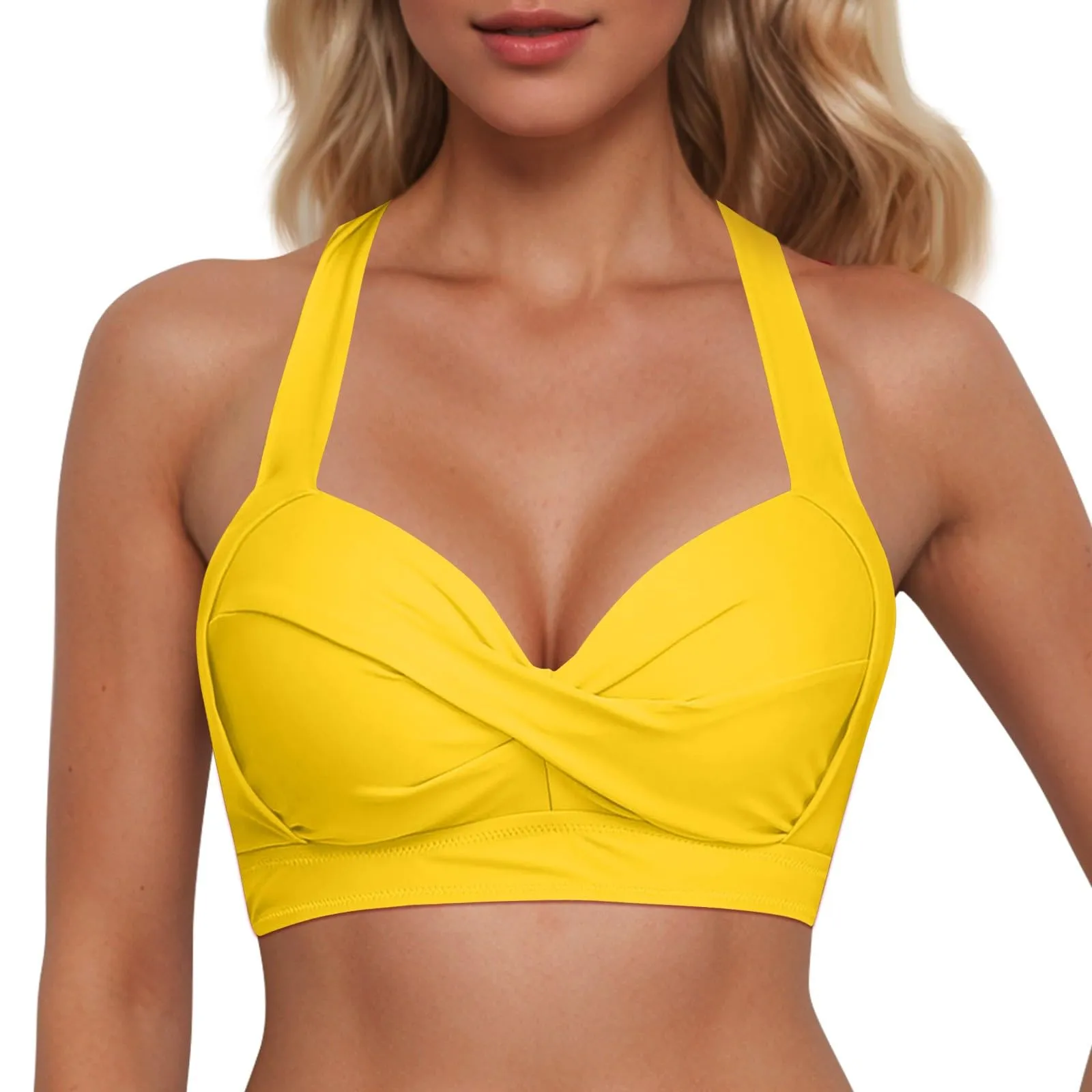 Generico Top Bikini Donna Scollo a V Push Up Imbottito con Spalline Incrociate - immagine 1