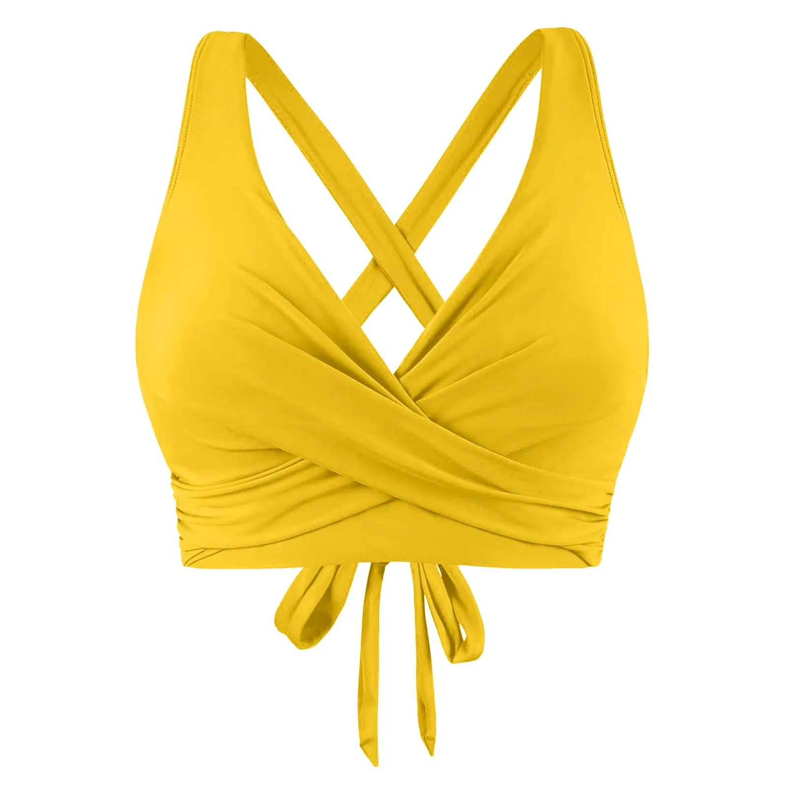 Generico Top Bikini Donna Scollo a V Push Up con Imbottitura Rimovibile e Spalline Incrociate - immagine 5