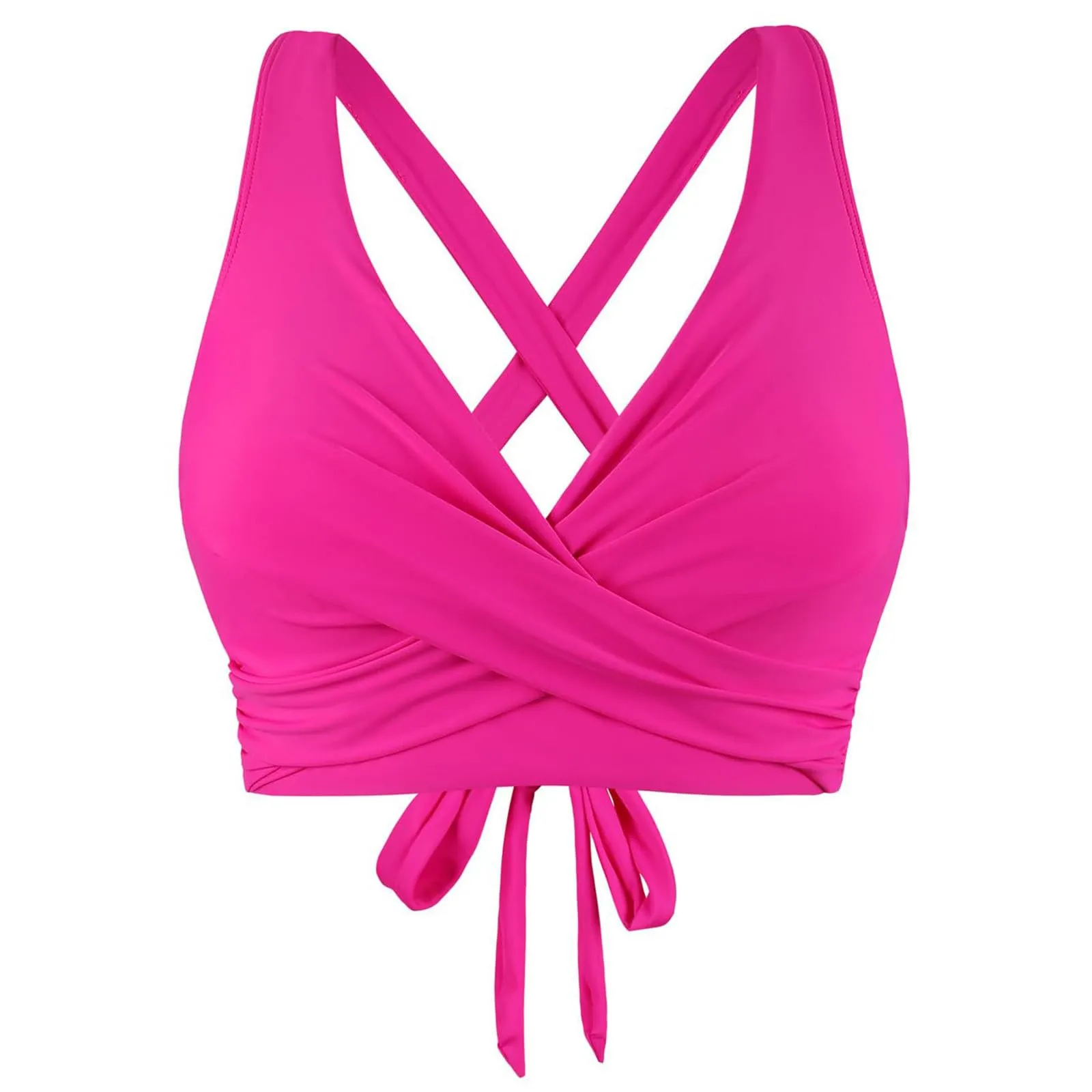 Generico Top Bikini Donna Scollo a V Push Up Imbottito con Spalline Incrociate - immagine 4