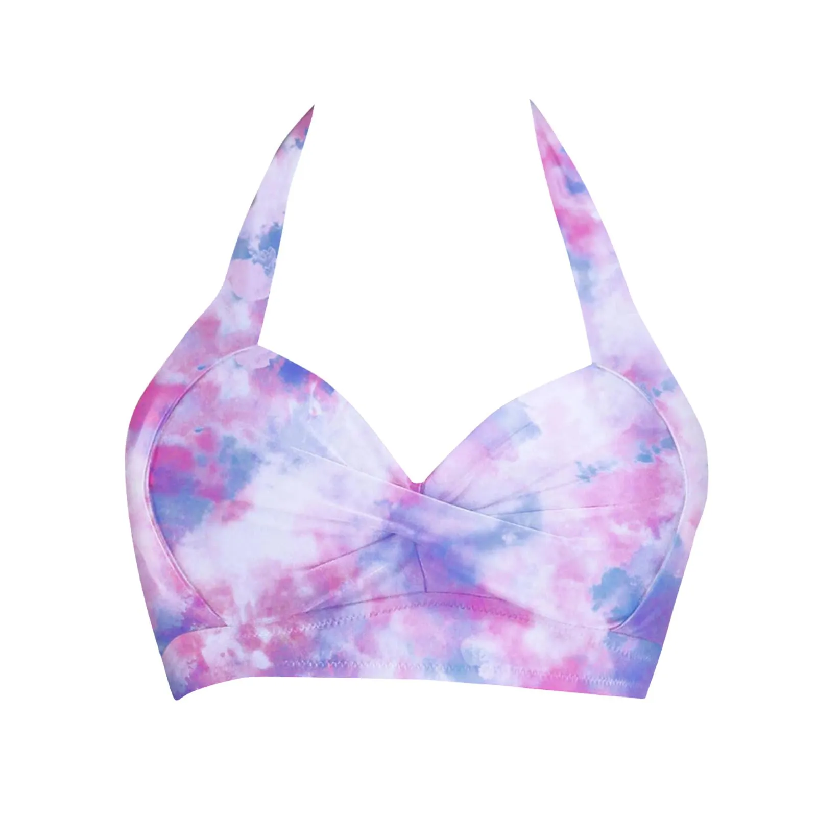 Generico Top Bikini Donna Scollo a V Push Up Imbottito con Imbottitura Rimovibile e Allacciatura Incrociata - immagine 4