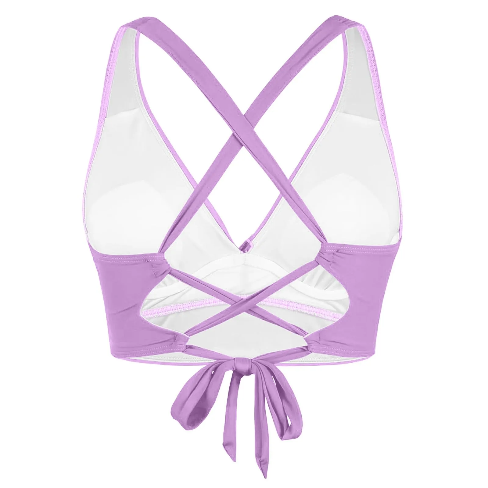 Generico Top Bikini Donna Scollo a V Push Up Imbottito con Spalline Incrociate - immagine 6
