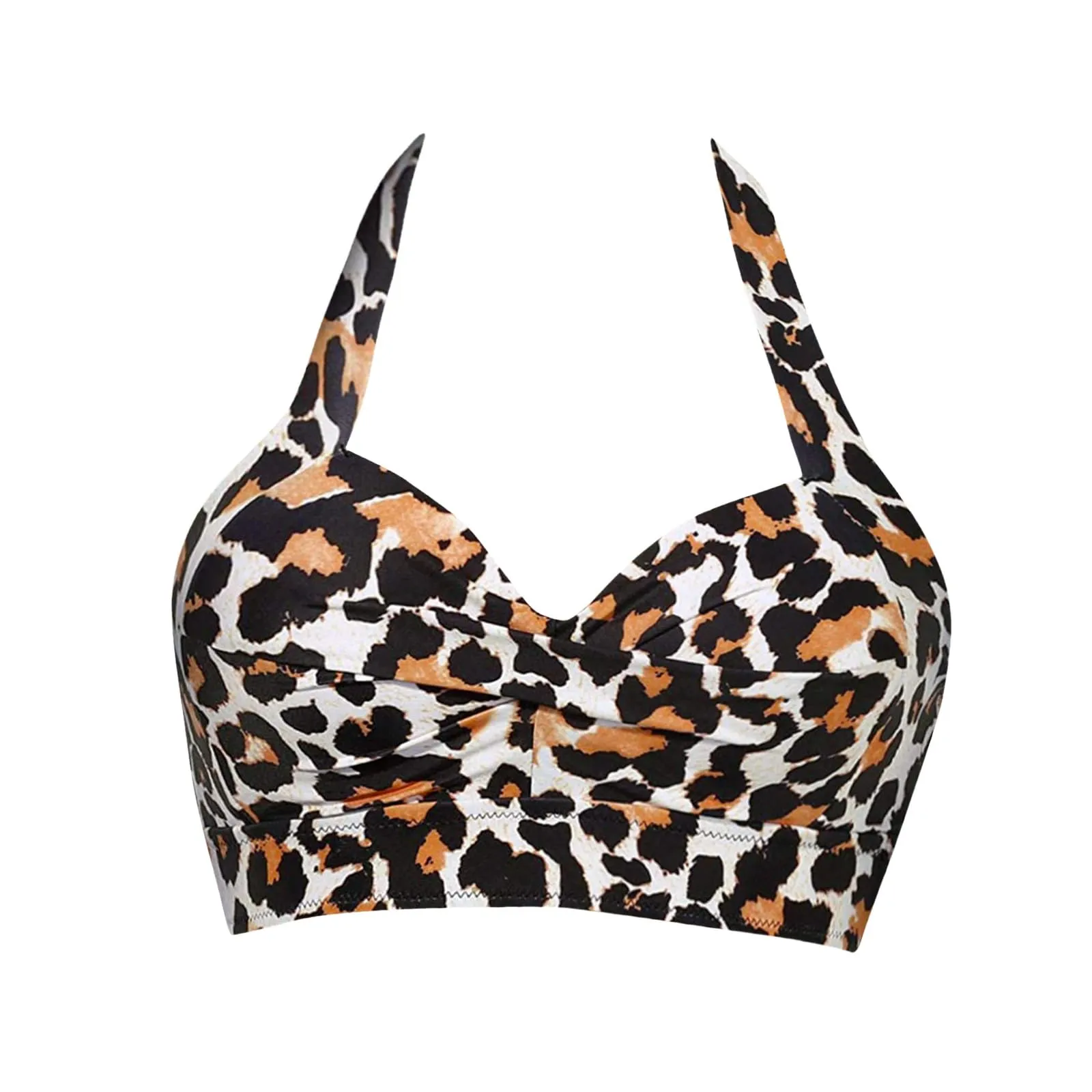 Generico Top Bikini Donna Scollo a V Push Up Imbottito con Spalline Incrociate - immagine 4