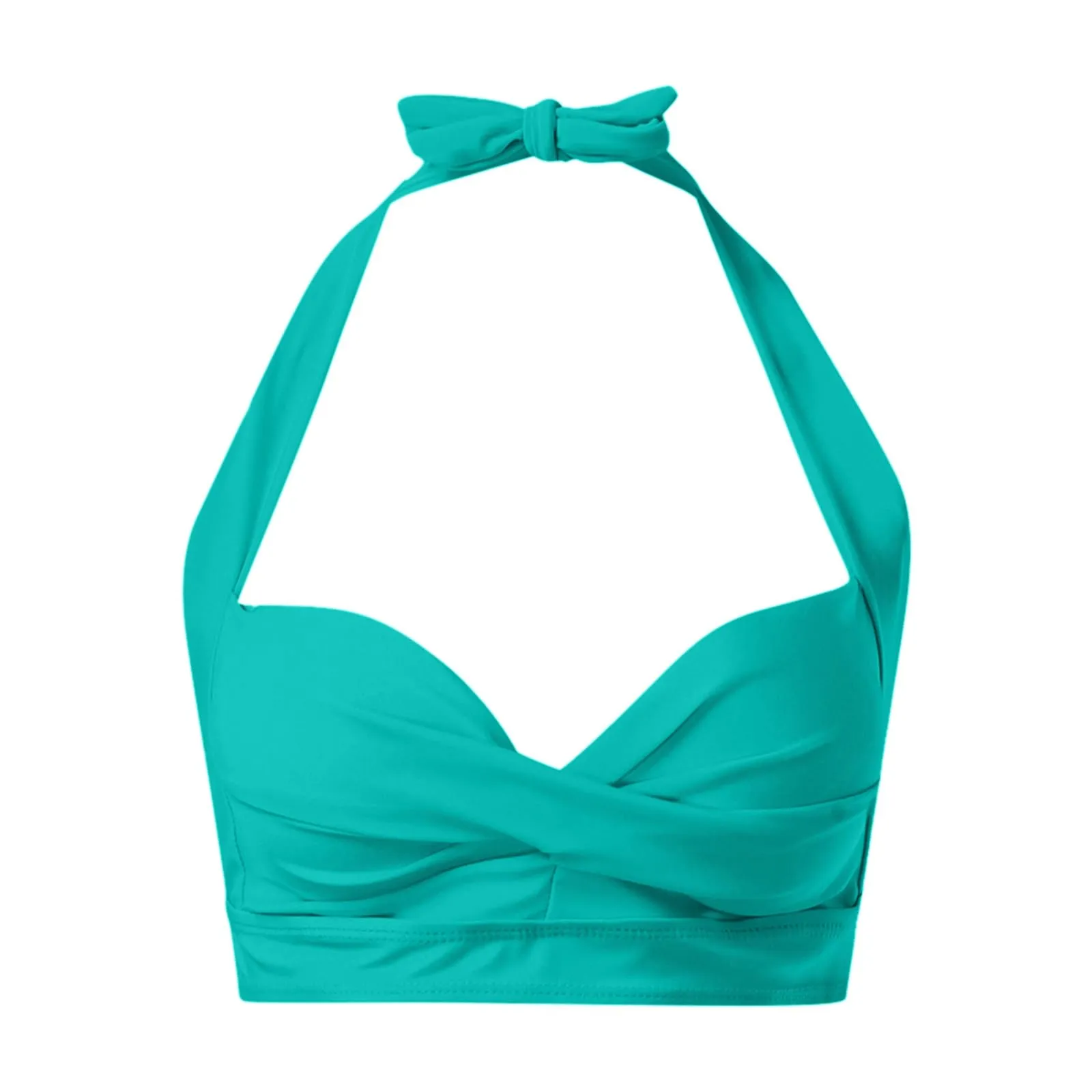 Generico Top Bikini Donna Scollo a V Push Up Imbottito con Spalline Incrociate - immagine 4