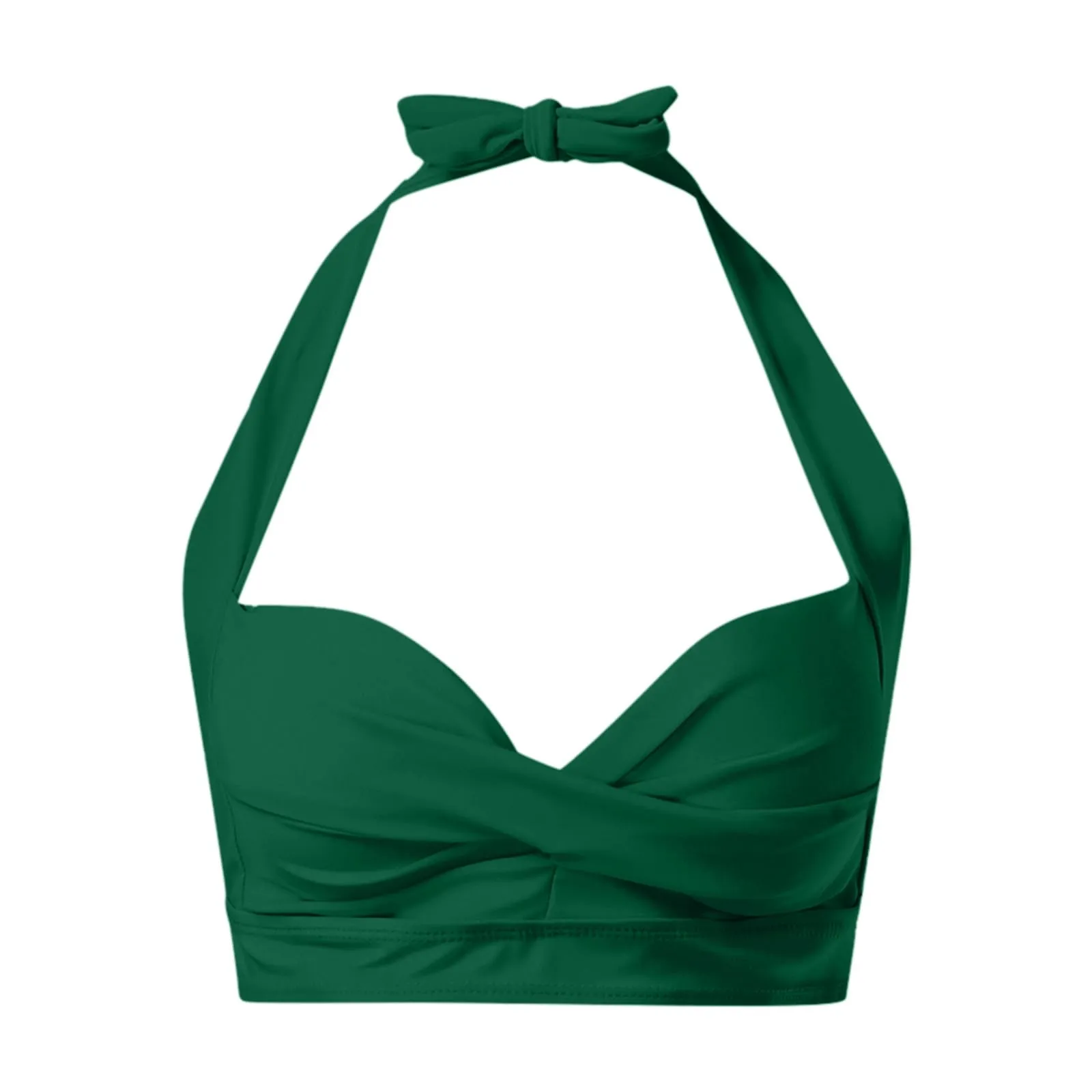 Generico Top Bikini Donna Scollo a V Push Up Imbottito con Imbottitura Rimovibile e Allacciatura Incrociata - immagine 4