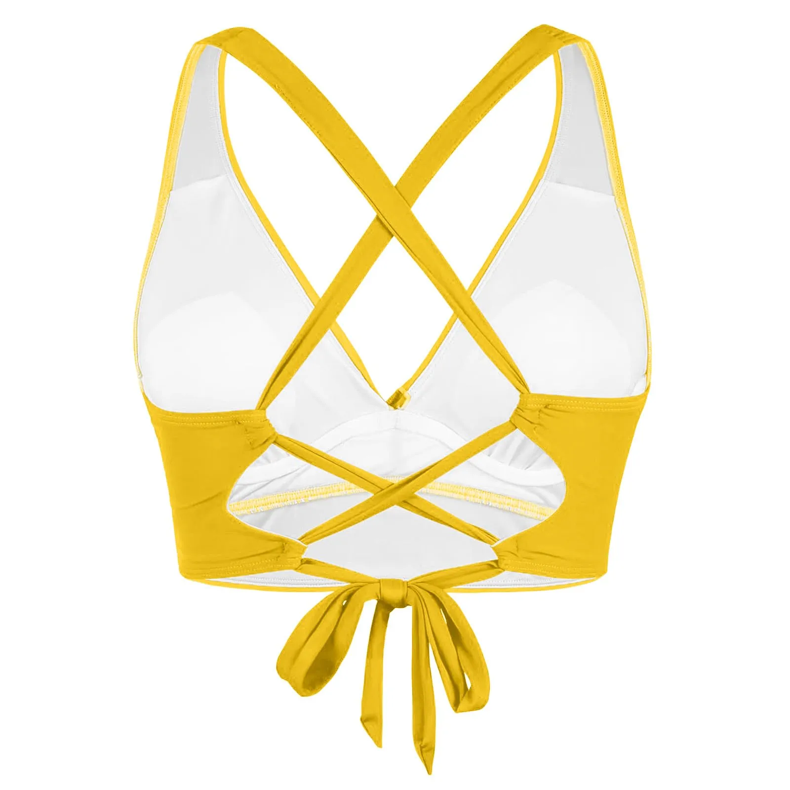 Generico Top Bikini Donna Scollo a V Push Up con Imbottitura Rimovibile e Allacciatura Incrociata - immagine 6