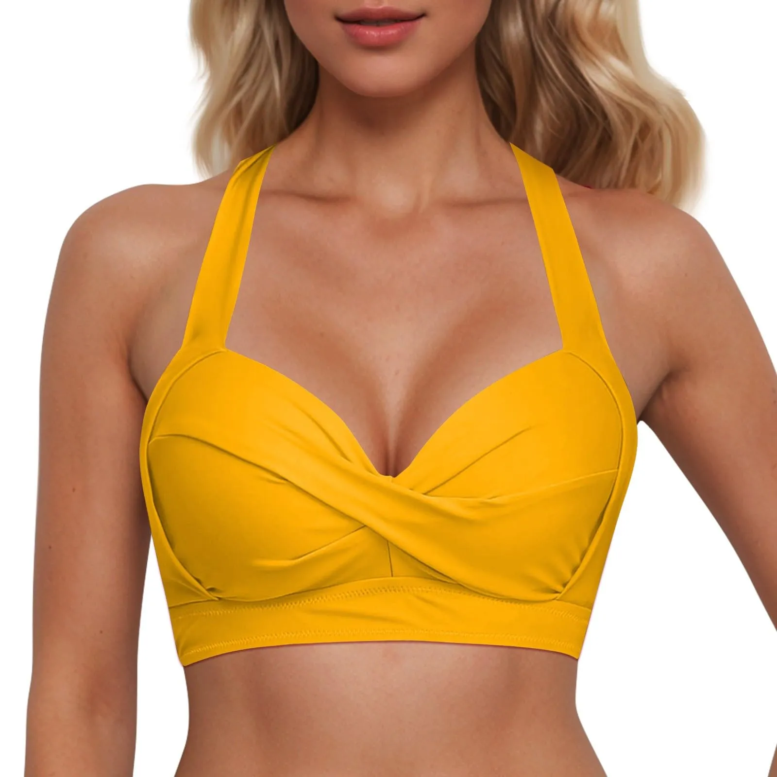 Generico Top Bikini Donna Scollo a V Push Up Imbottito con Spalline Incrociate - immagine 1