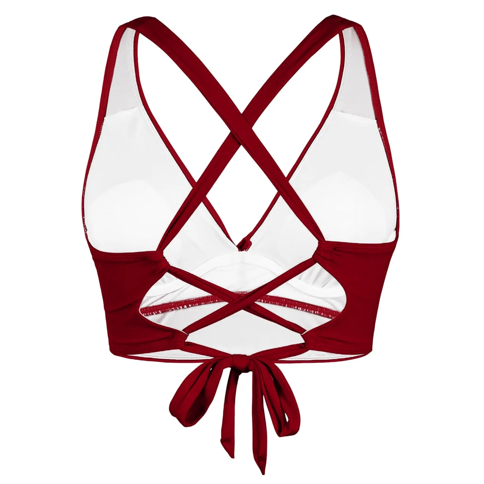 Generico Top Bikini Donna Scollo a V Push Up Imbottito con Spalline Incrociate - immagine 6