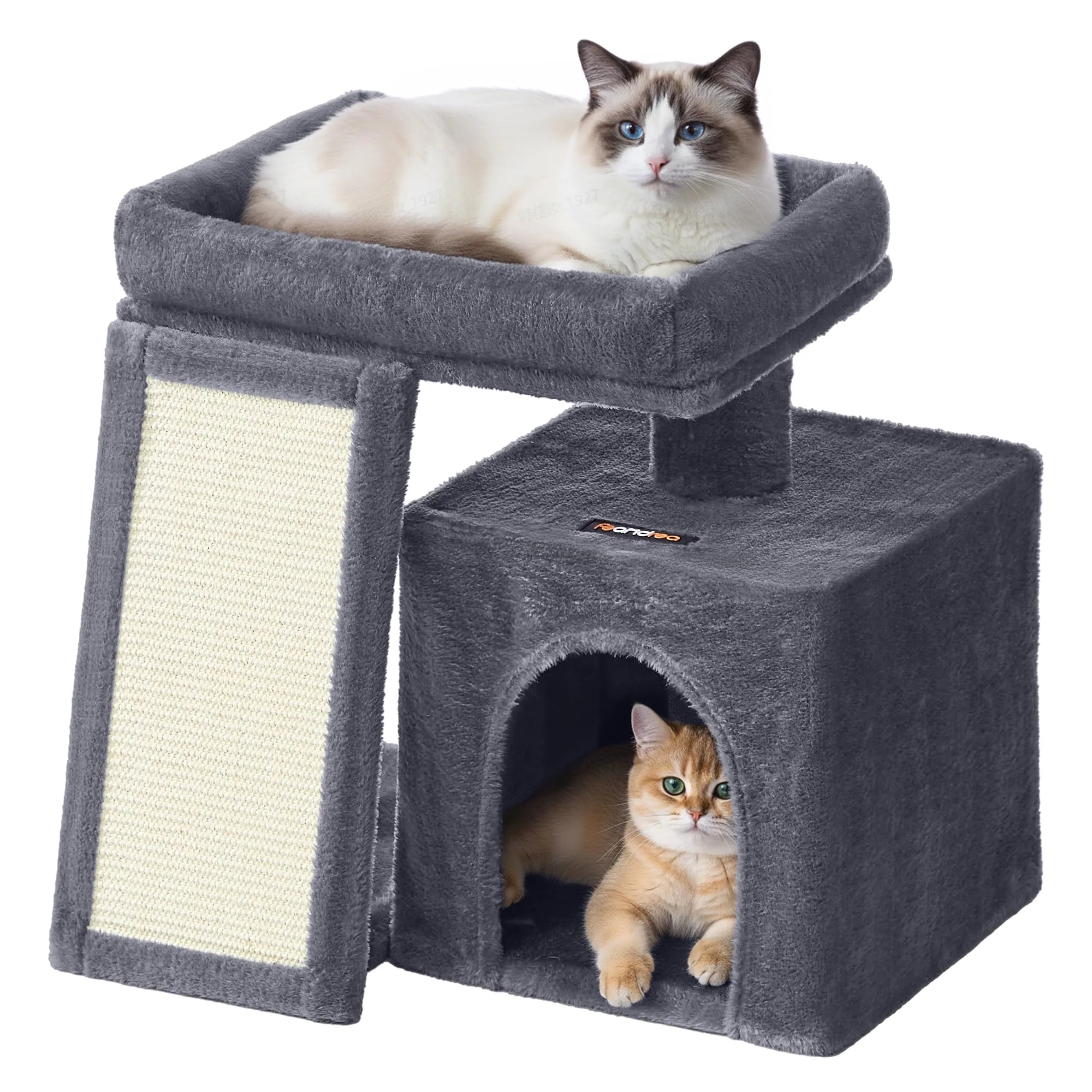 Feandrea Albero per Gatti con Tiragraffi in Sisal e Peluche, 50 x 40 x 90 cm, Grigio Tortora - immagine 1