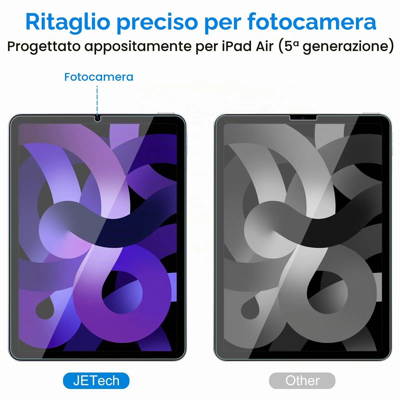 JETech Pellicola Protettiva in Vetro Temperato per iPad Air 5ª Gen 10,9" (2022), 2 Pezzi - immagine 3