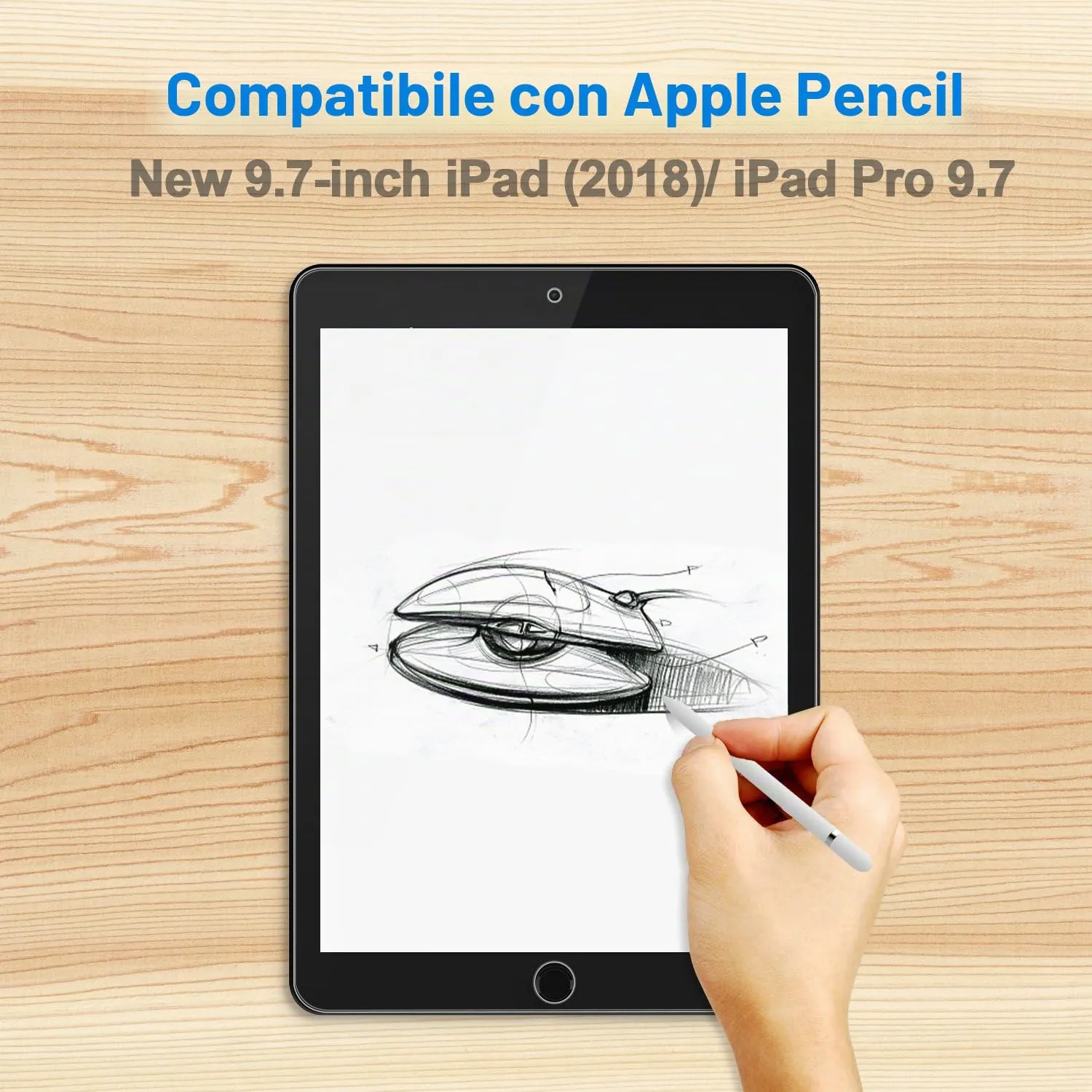 JETech Pellicola Protettiva in Vetro Temperato per iPad 6/5, Air 1/2, Pro 9.7 (2 Pezzi) - immagine 3