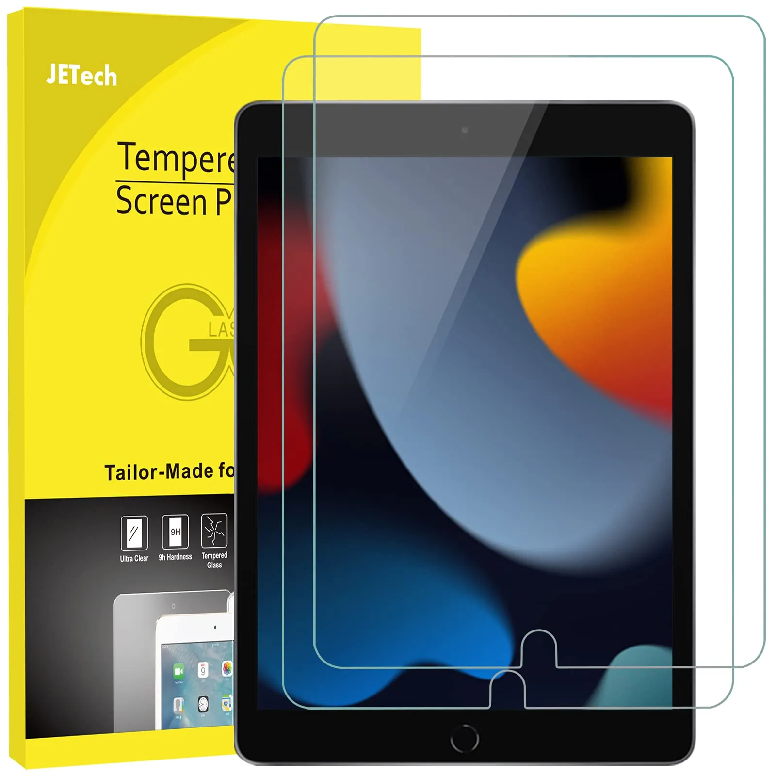 JETech Pellicola Protettiva in Vetro Temperato per iPad 9ª/8ª/7ª Gen 10,2", 2 Pezzi - immagine 1