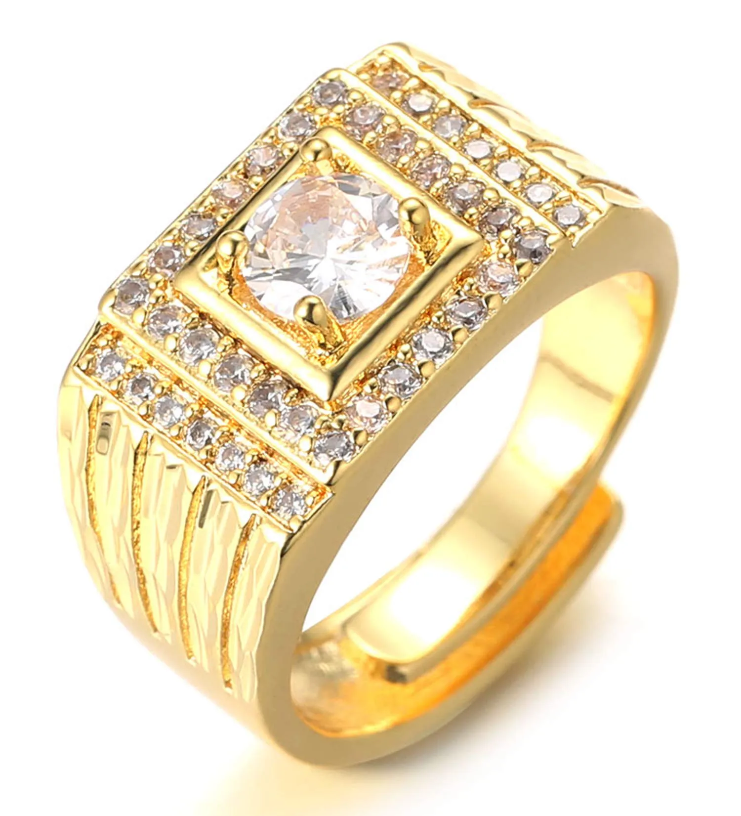 HALUKAKAH Anello in Oro 18 Carati con Diamanti Iced Out per Uomo, Taglia Regolabile - immagine 1