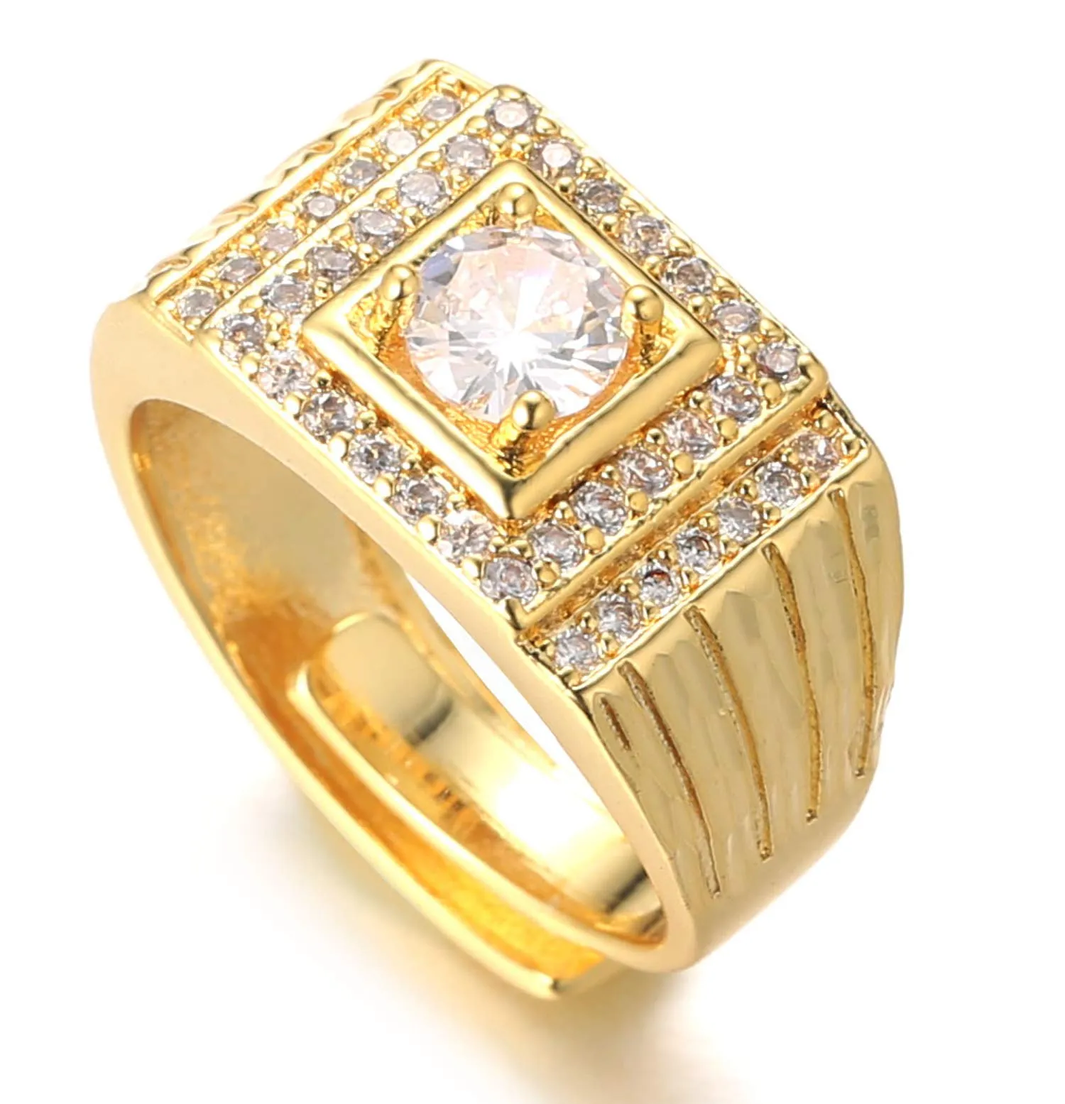 HALUKAKAH Anello in Oro 18 Carati con Diamanti Iced Out per Uomo, Taglia Regolabile - immagine 3