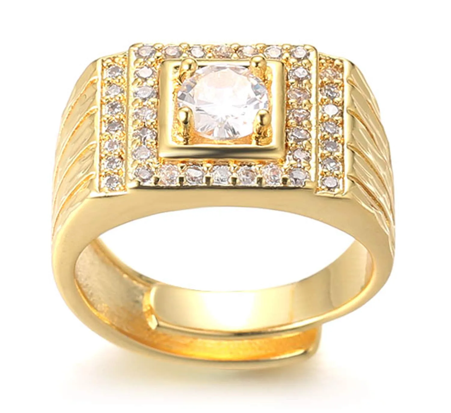 HALUKAKAH Anello in Oro 18 Carati con Diamanti Iced Out per Uomo, Taglia Regolabile - immagine 4