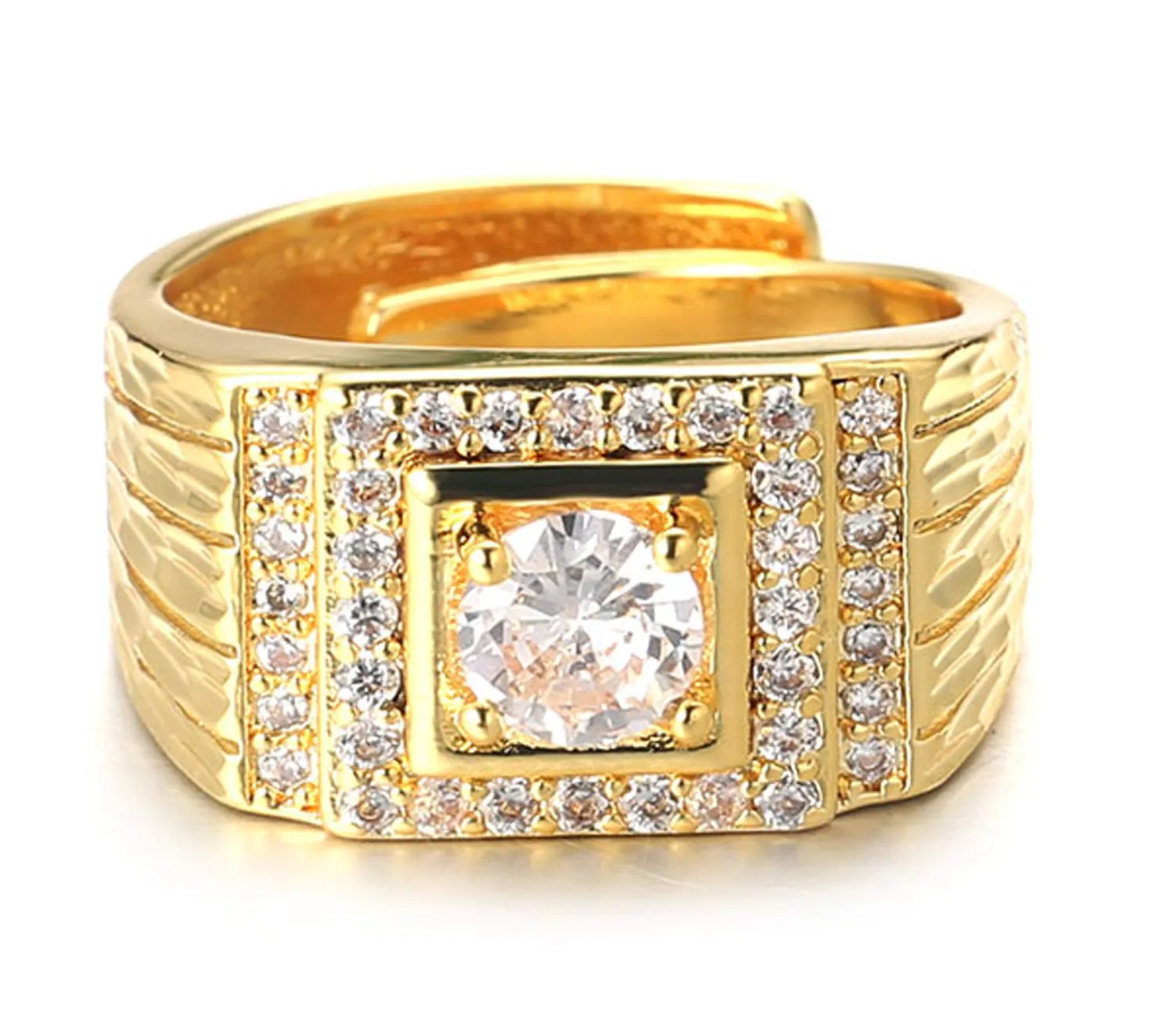HALUKAKAH Anello in Oro 18 Carati con Diamanti Iced Out per Uomo, Taglia Regolabile - immagine 5