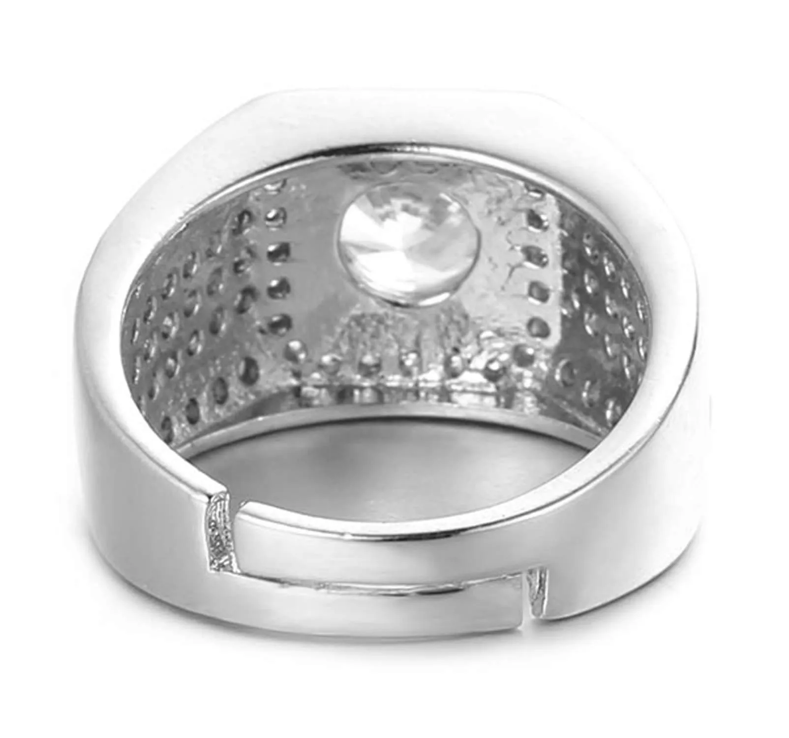 HALUKAKAH Men's Adjustable White Gold Finish Diamond Ring - immagine 6