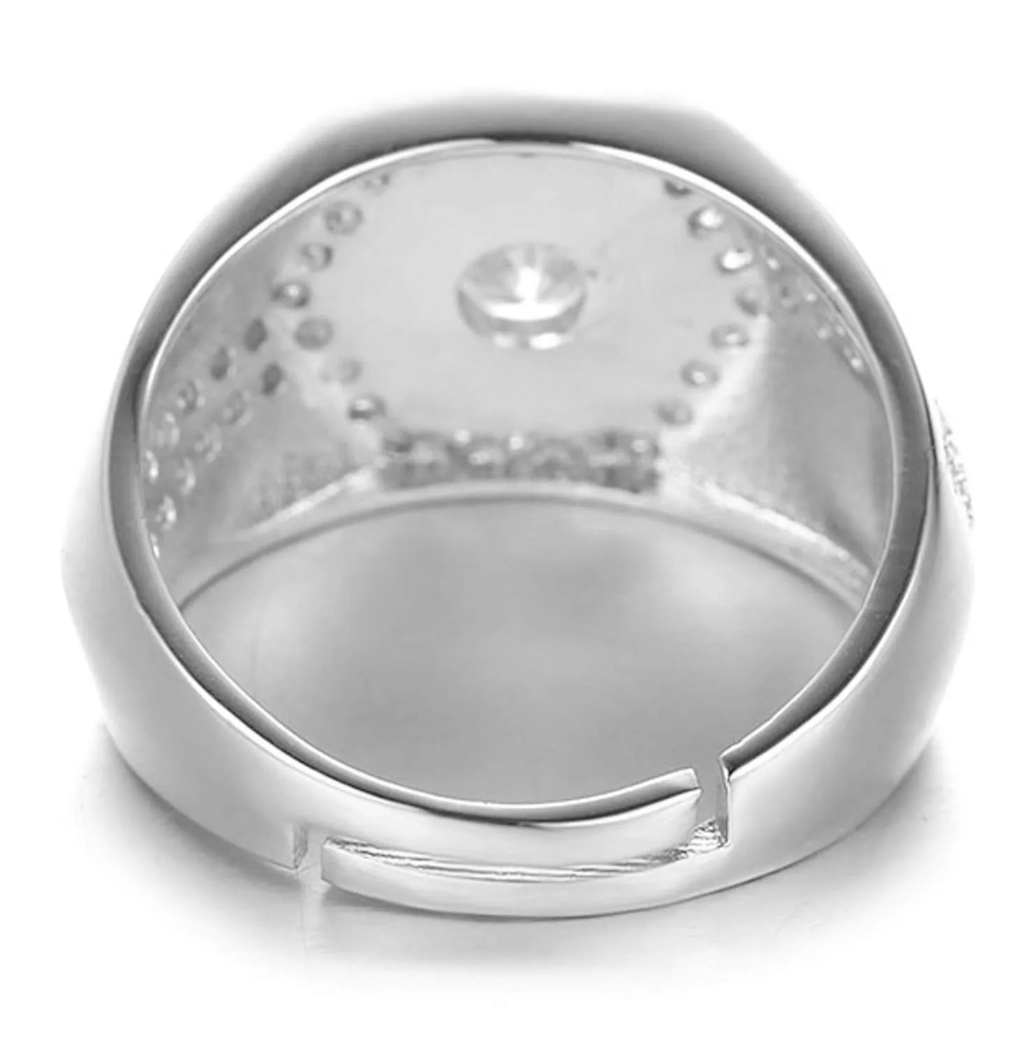 HALUKAKAH Men's White Gold Finish Iced Out Diamond Ring, Adjustable Size - immagine 6