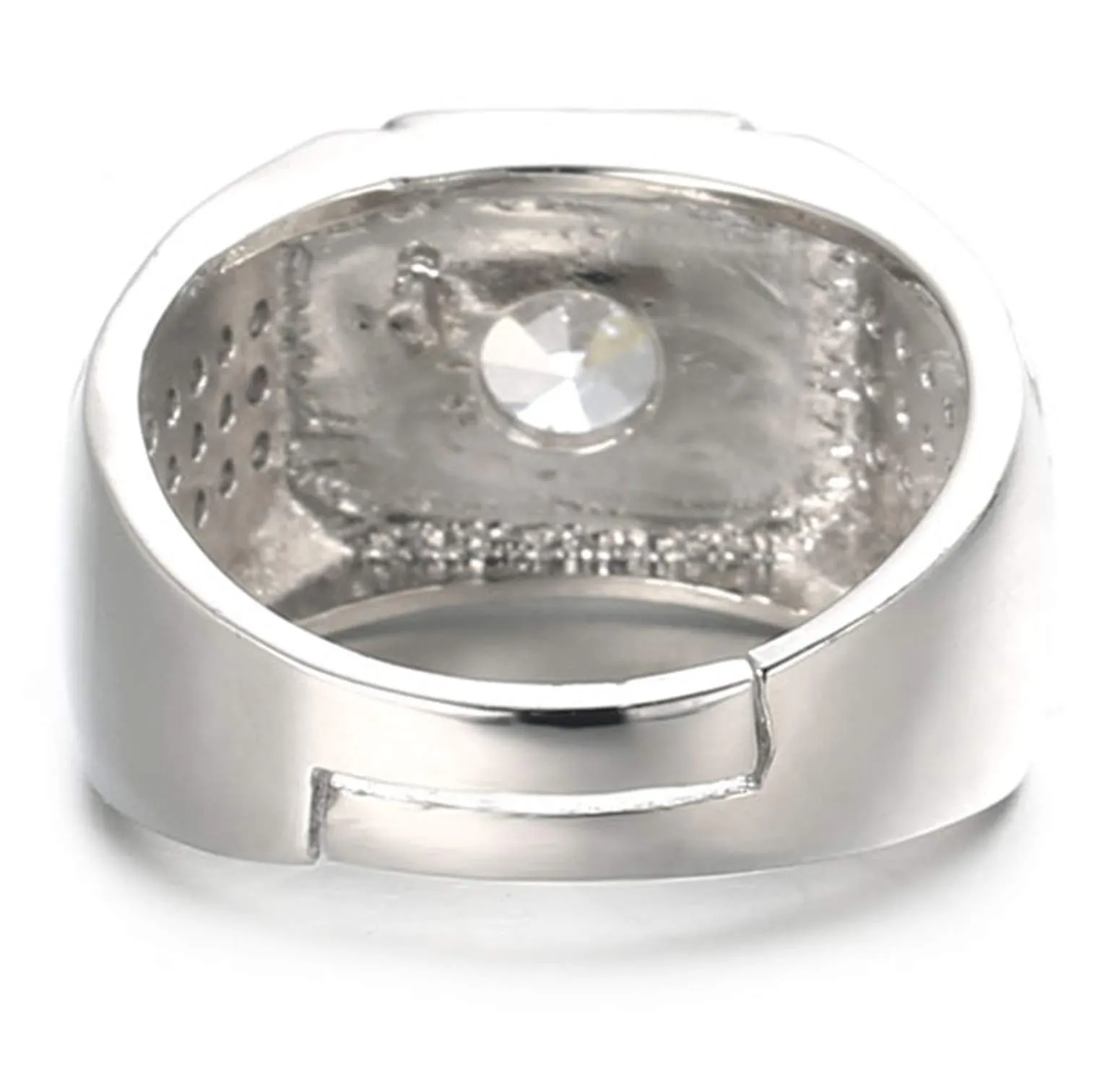 HALUKAKAH Anello in Oro Bianco con Diamanti Iced Out per Uomo, Taglia Regolabile - immagine 6