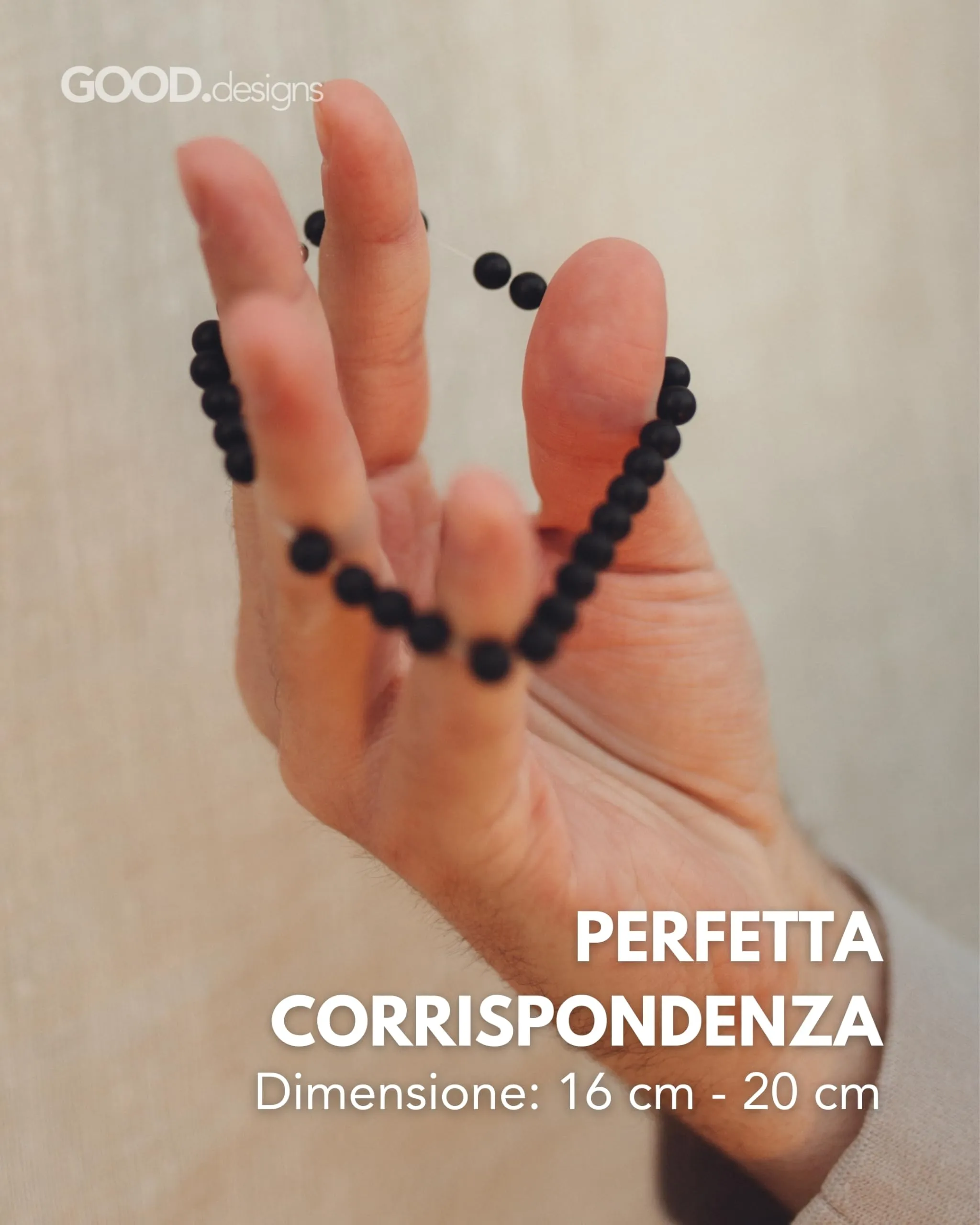GD GOOD.designs Bracciale con Iniziale I in Onice Nero per Uomo e Donna - immagine 3