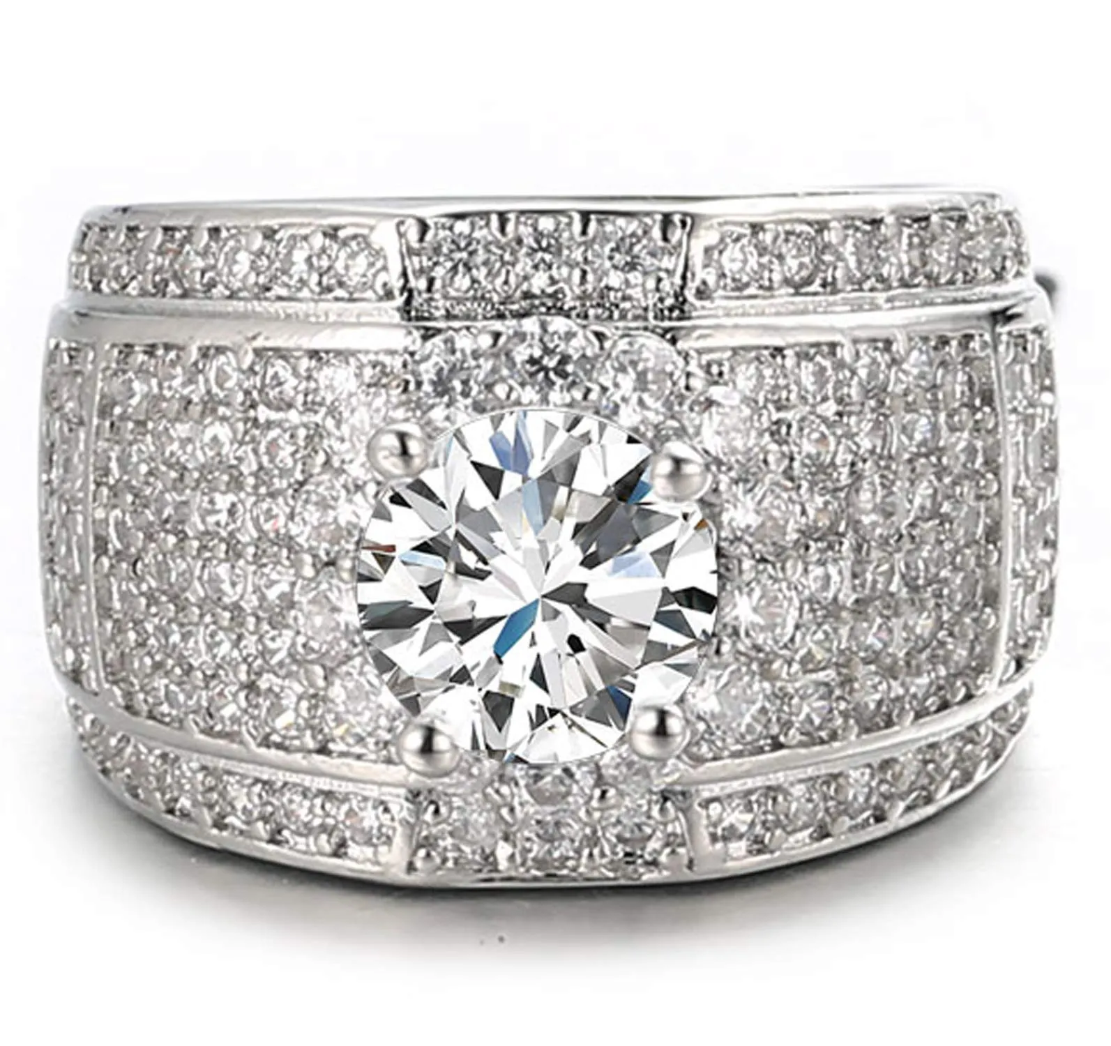 HALUKAKAH Men's White Gold Finish Adjustable Diamond Ring - immagine 3