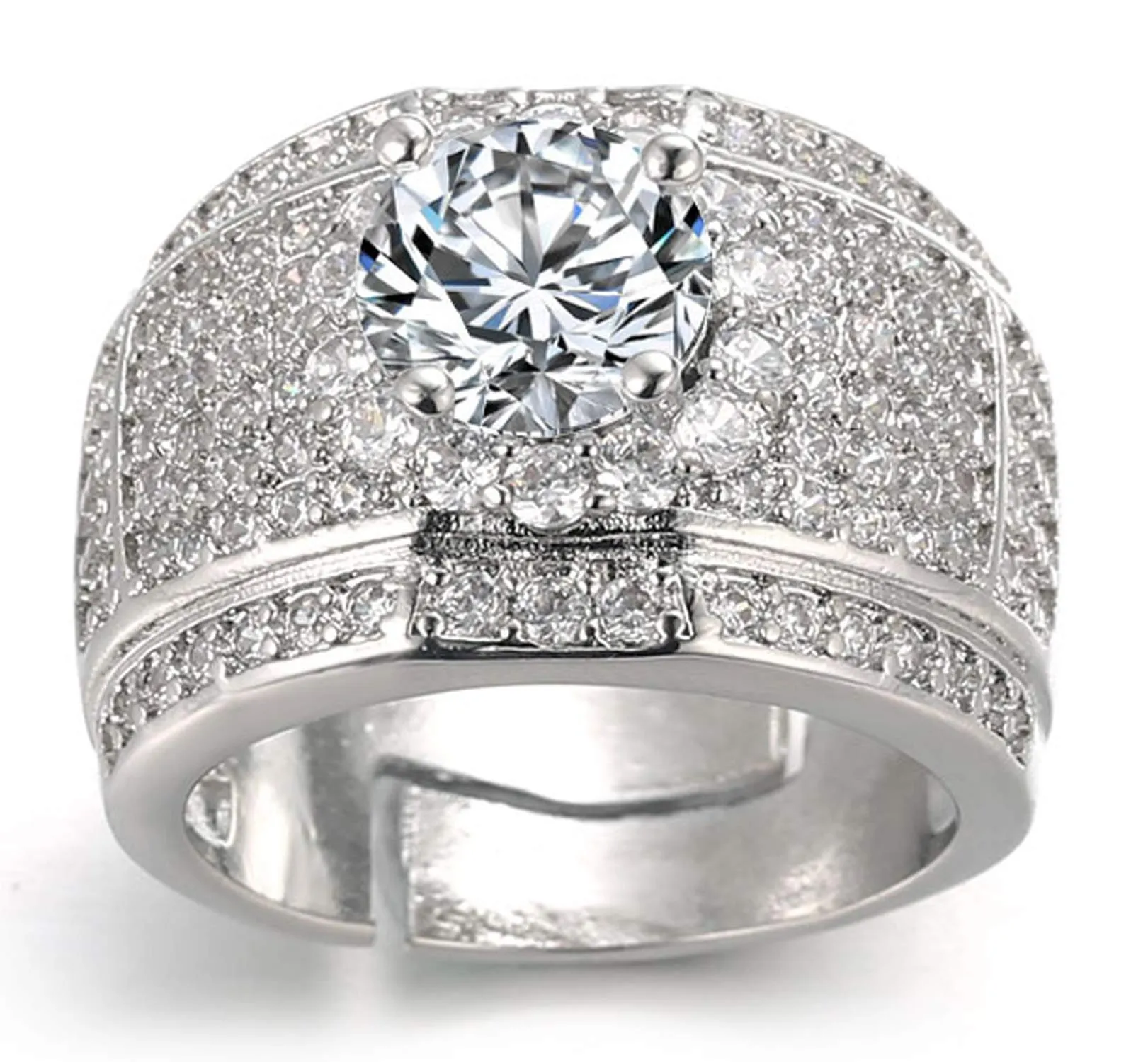 HALUKAKAH Men's White Gold Finish Adjustable Diamond Ring - immagine 4