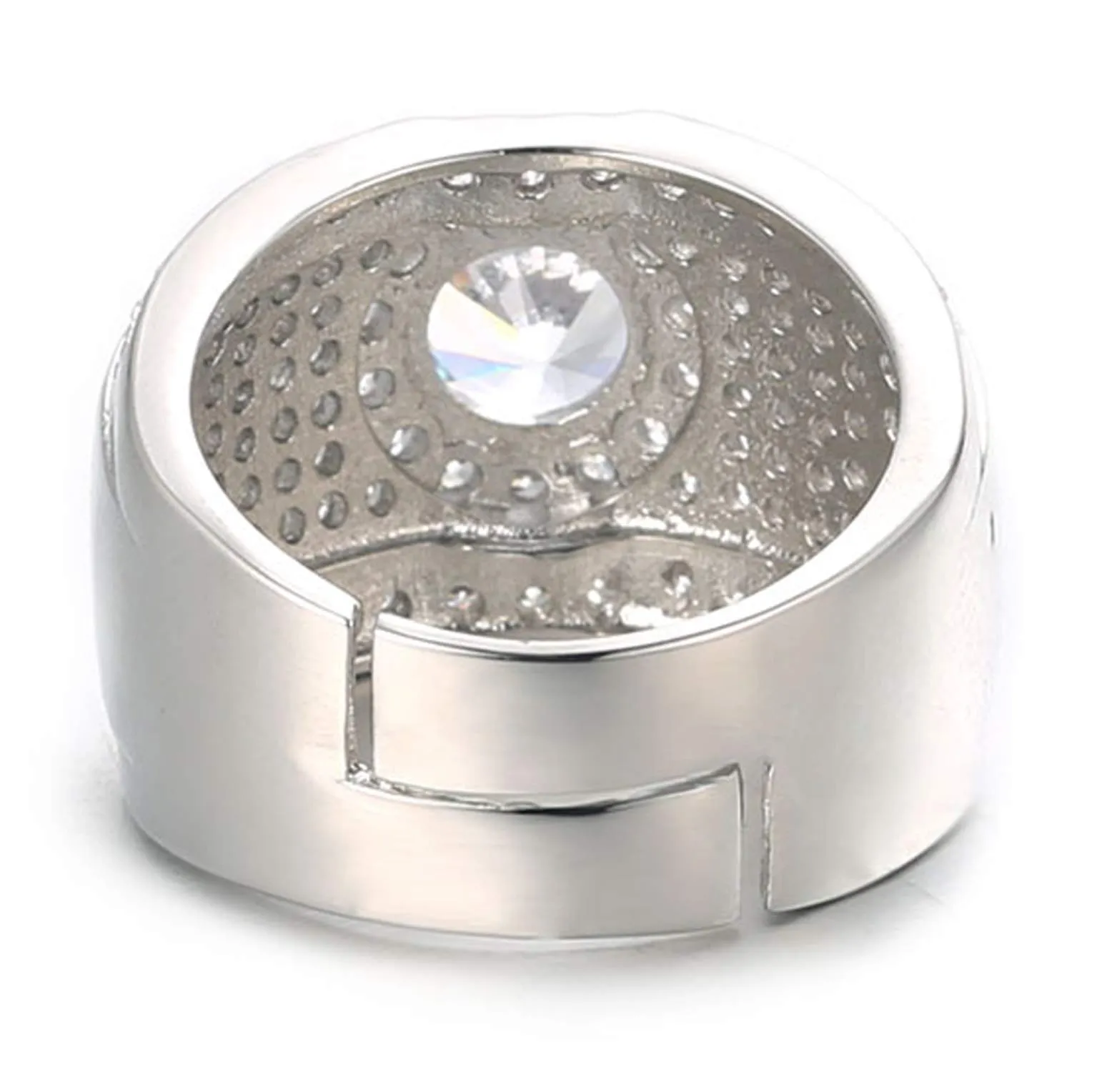 HALUKAKAH Men's White Gold Finish Adjustable Diamond Ring - immagine 6