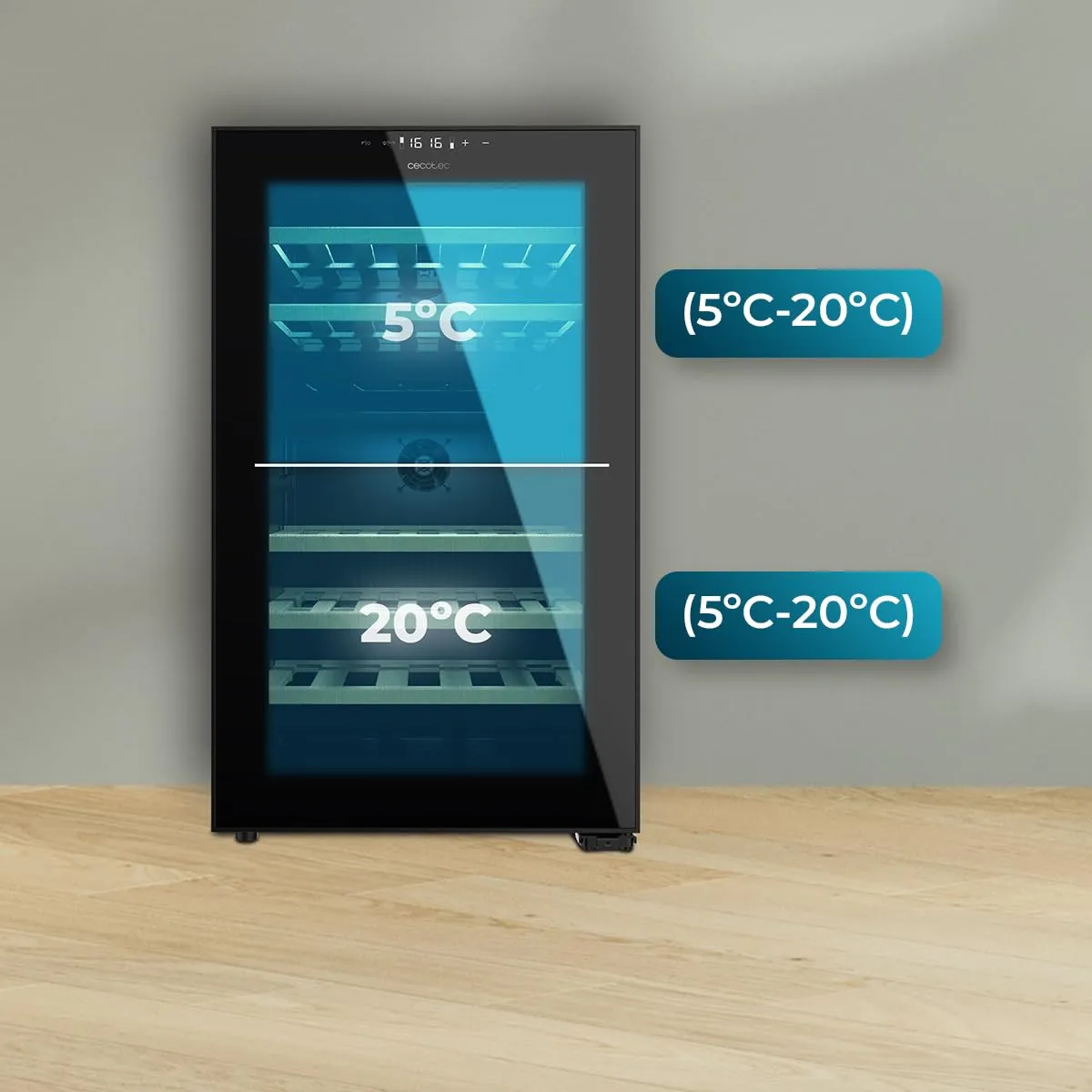 Cecotec Bolero GrandSommelier Duo 52000 Cantina Vini 52 Bottiglie Doppia Zona Temperatura Black - immagine 5