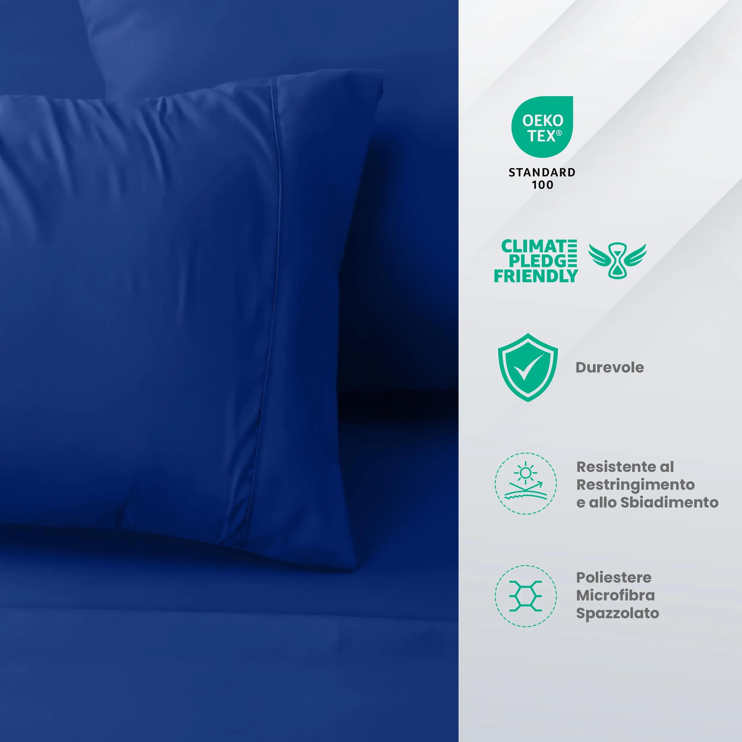 Utopia Bedding Set Lenzuola Letto 4 Pezzi, 180x200cm, Blu Reale - immagine 4